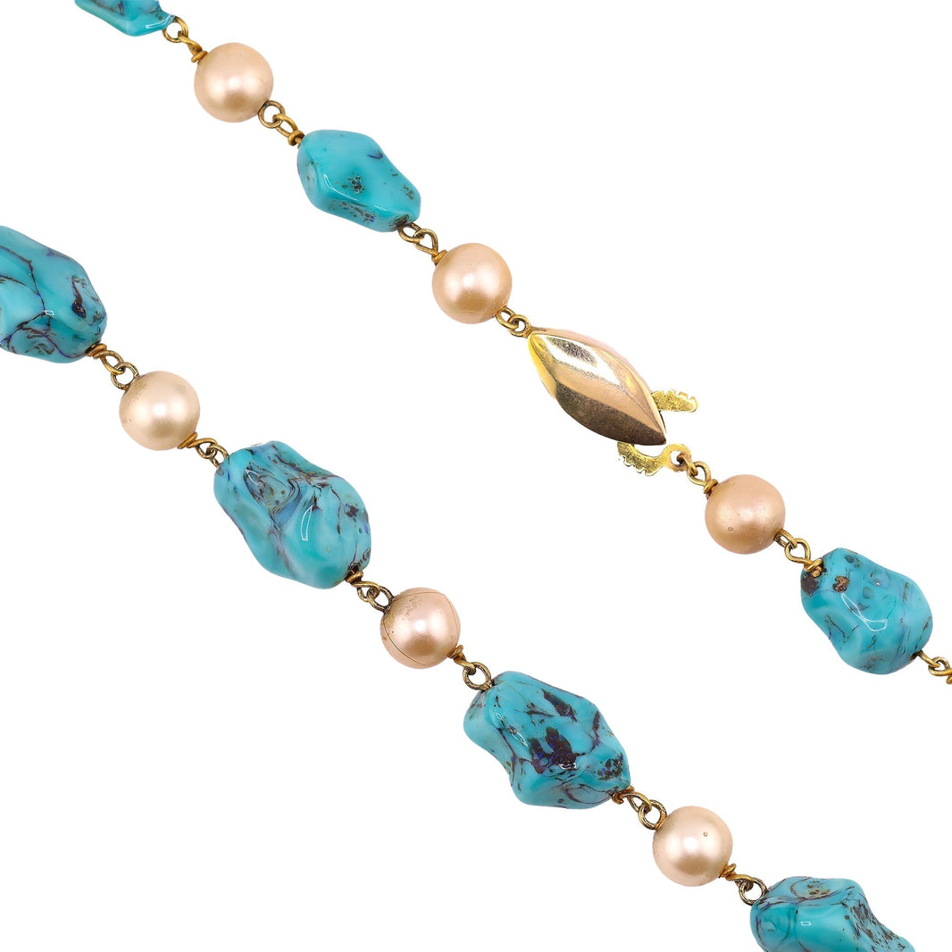 Collar de Turquesas en Oro Amarillo 14K