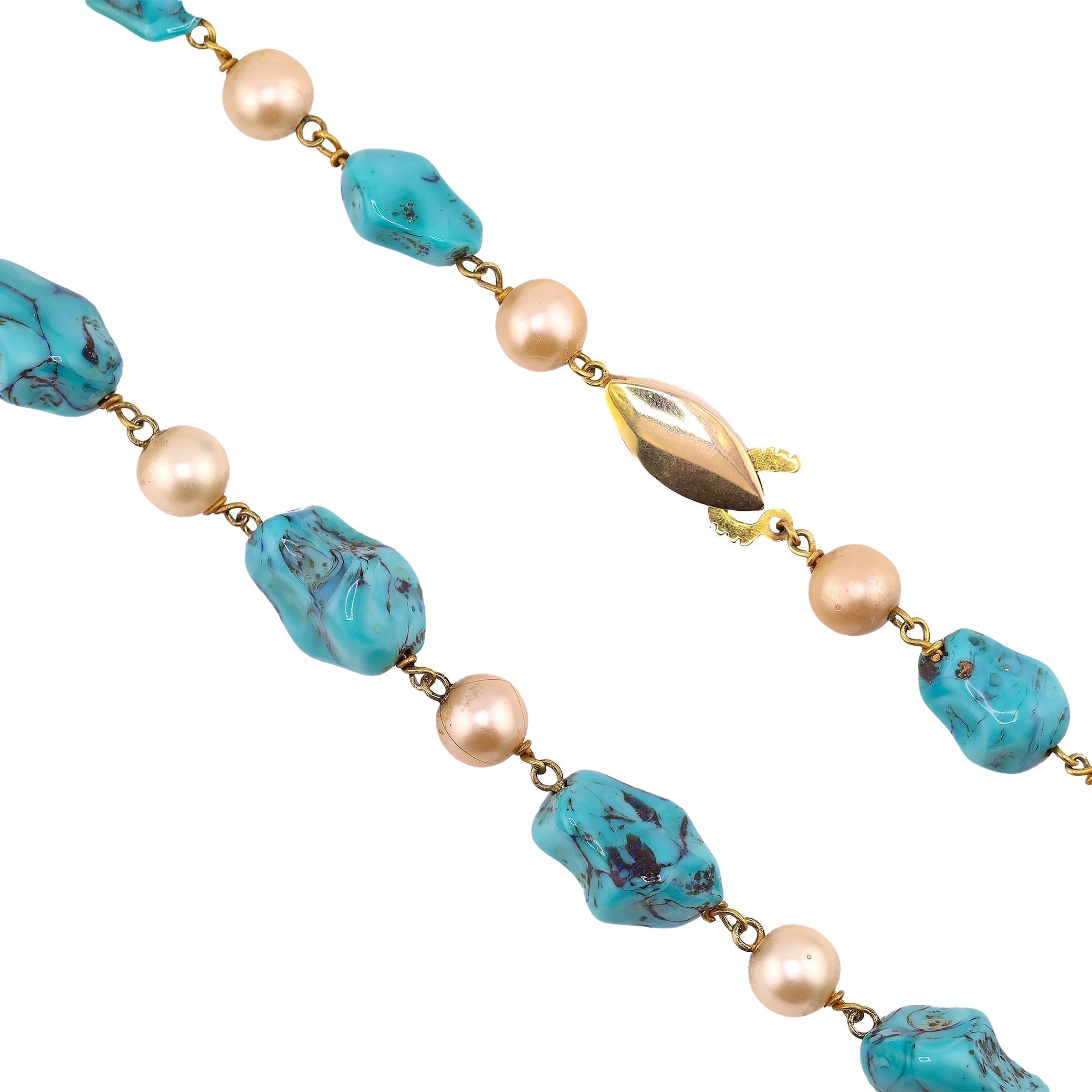Collar de Turquesas en Oro Amarillo 14K