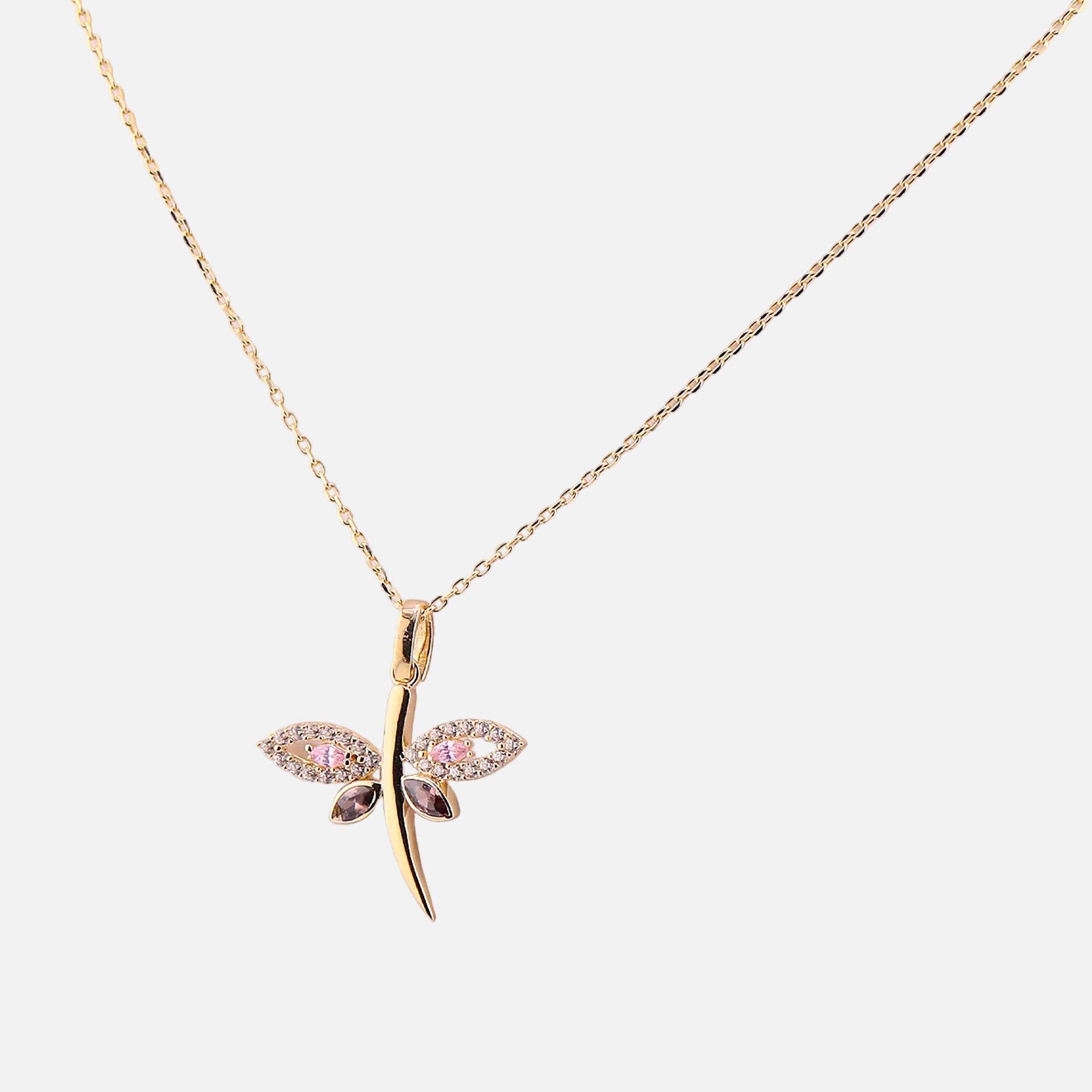 Gargantilla Dije Libélula en Oro de 14K