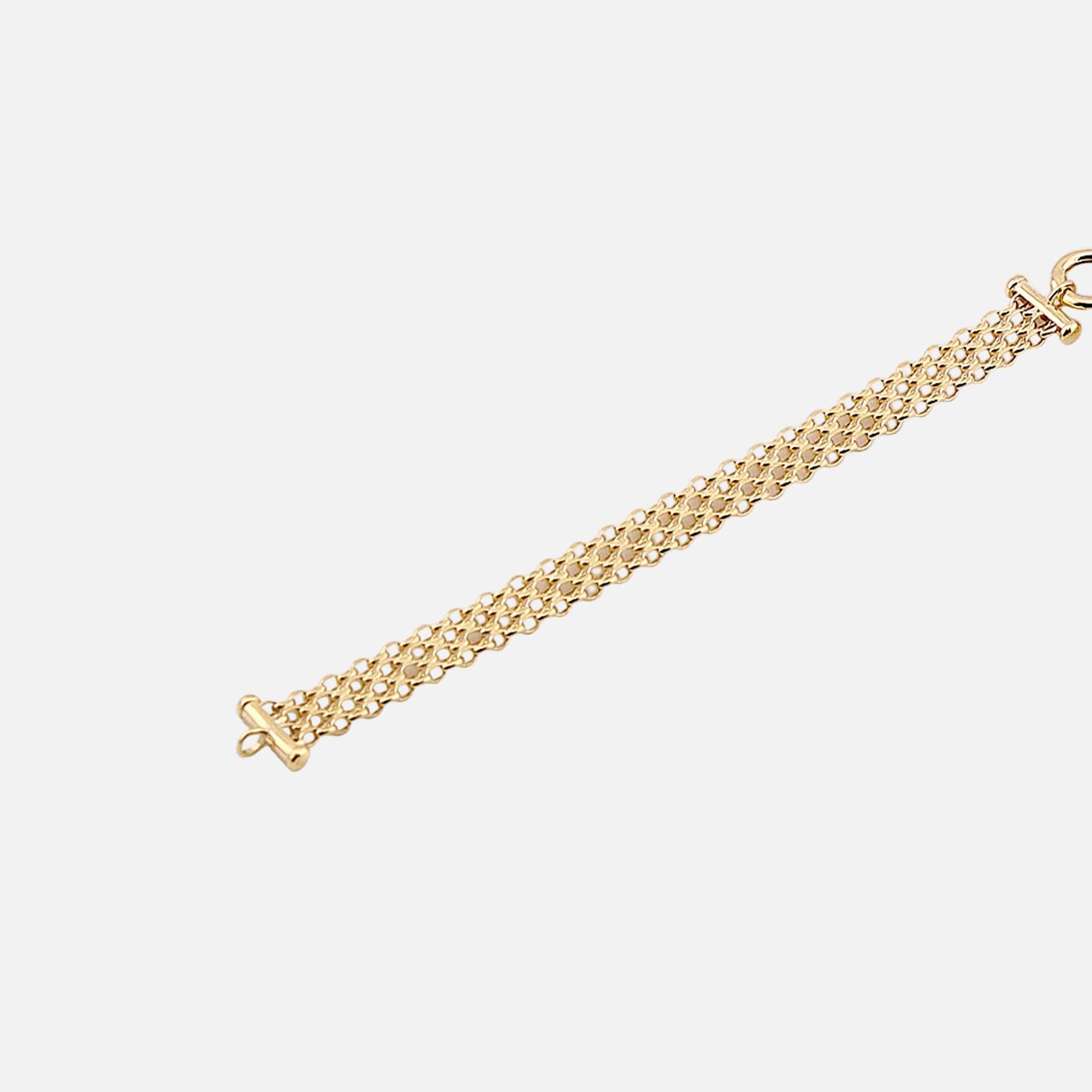 Pulso Tejido Chino Dije Candado/Llave en Oro de 14K