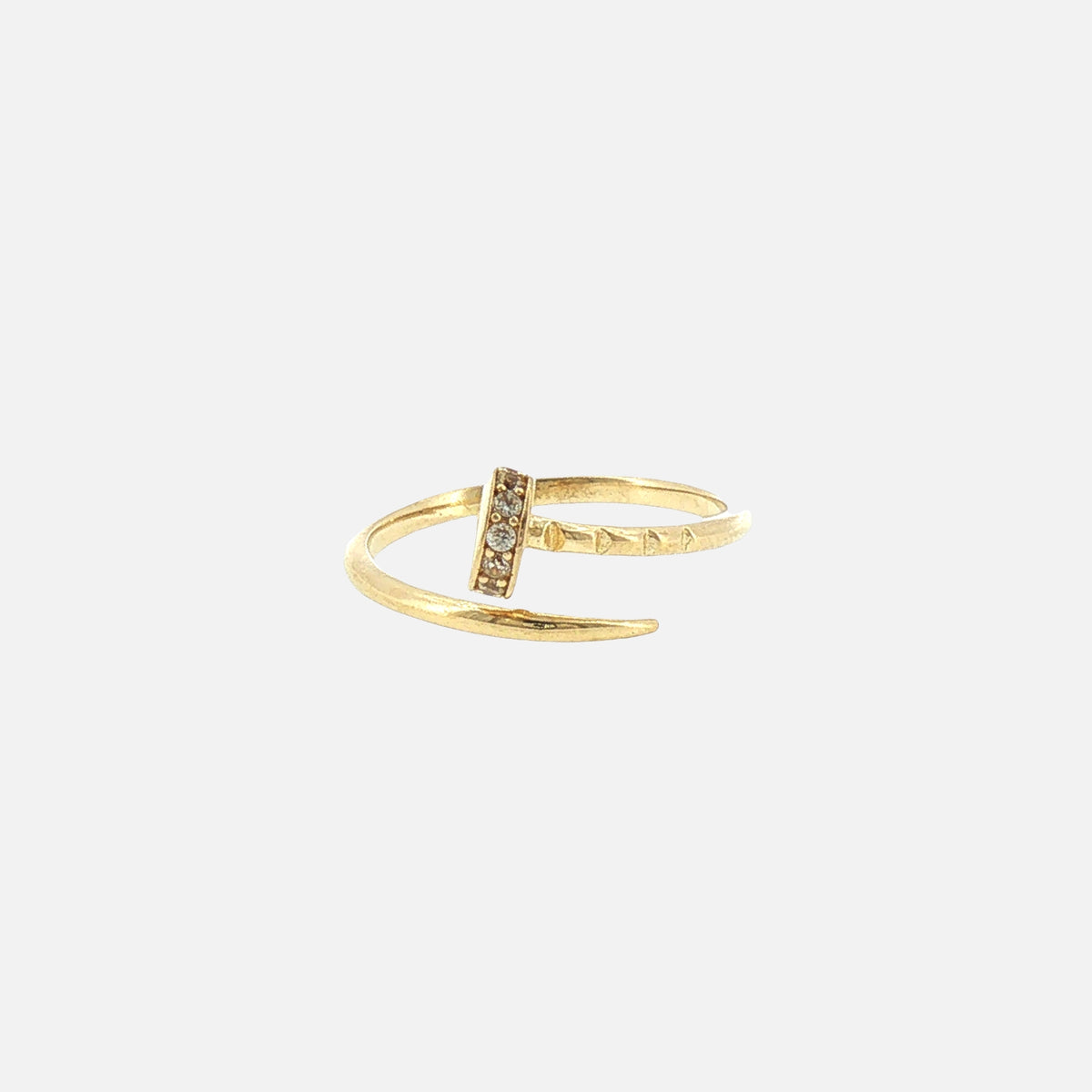 Anillo Clavo C/Piedras Blancas en Oro de 14K