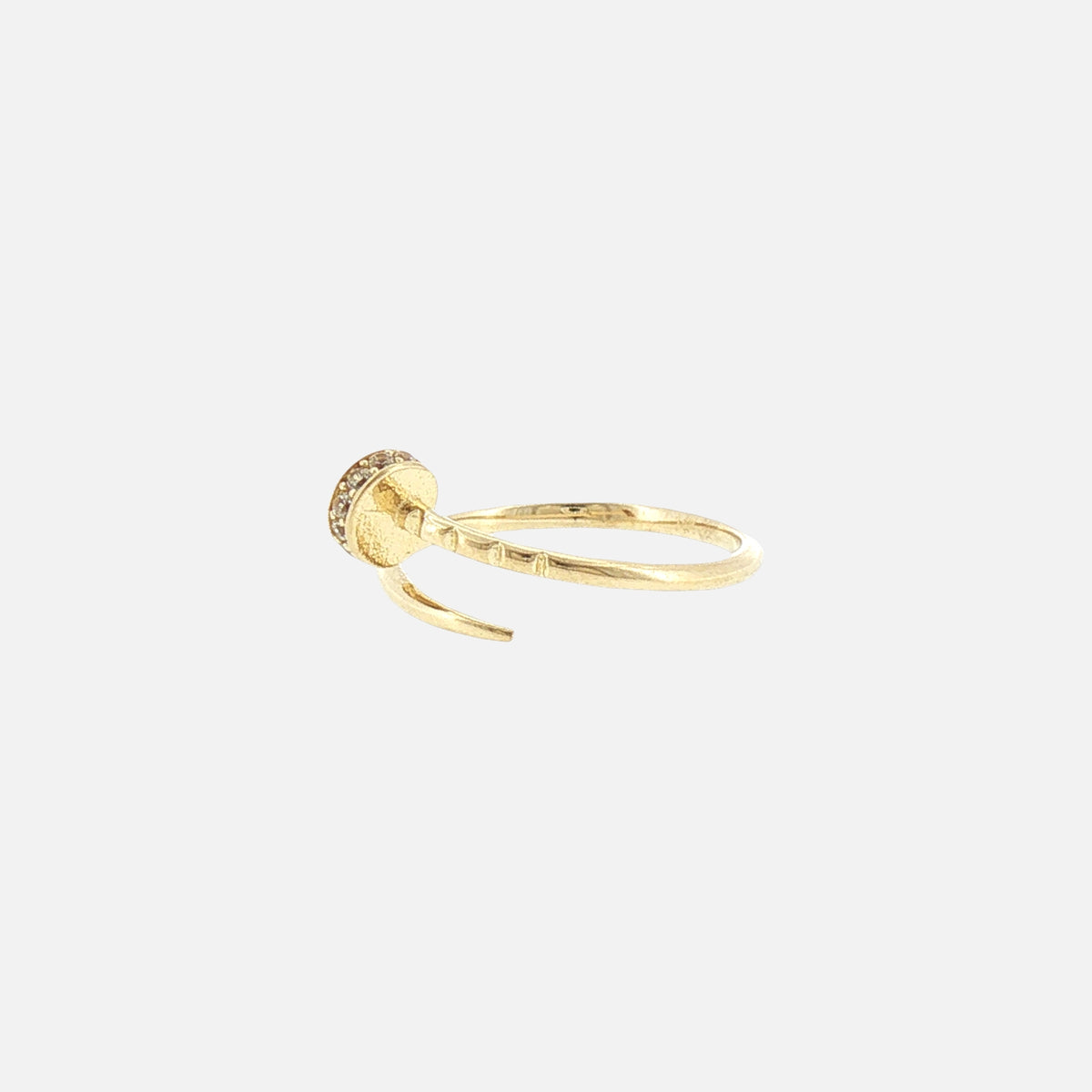 Anillo Clavo C/Piedras Blancas en Oro de 14K