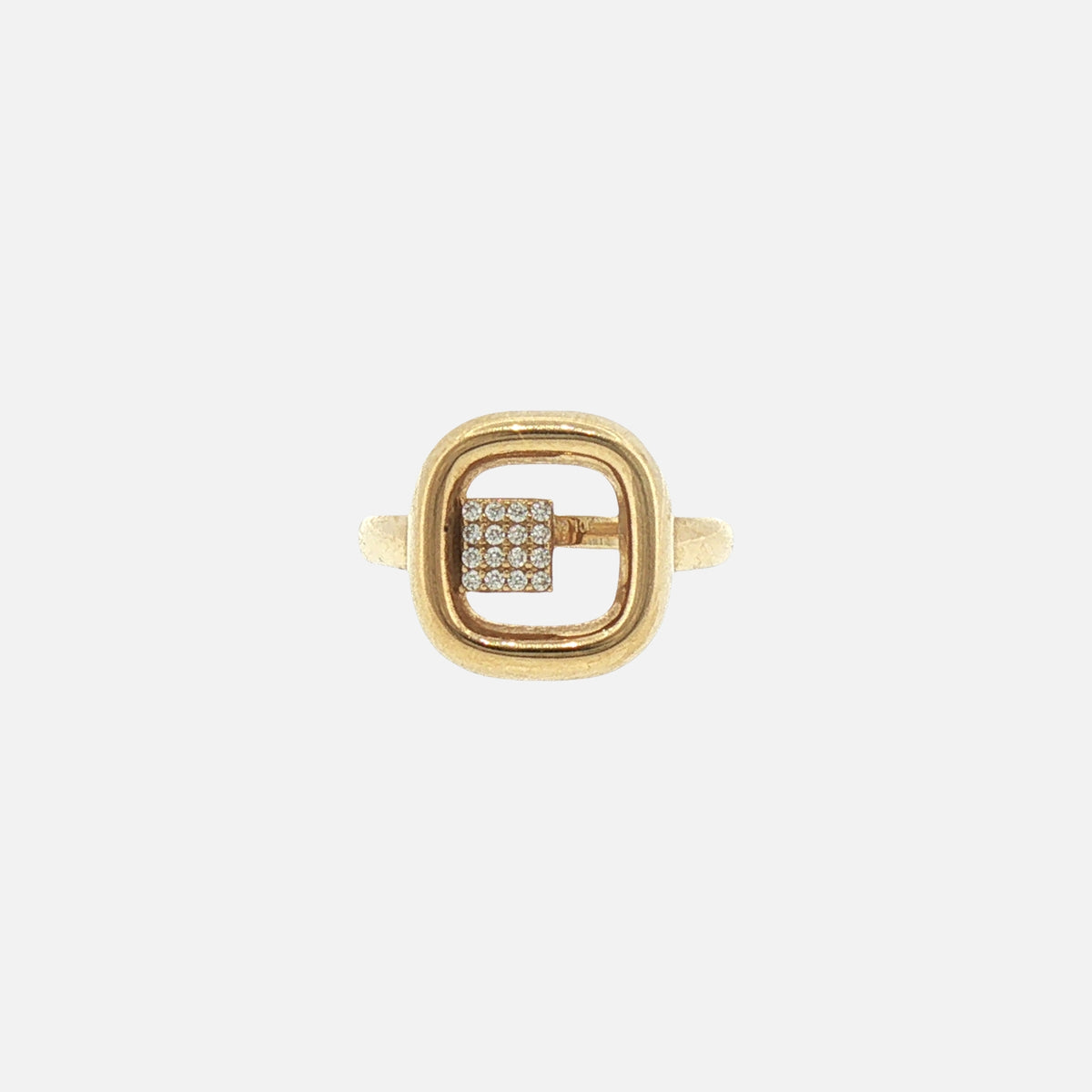 Anillo Cuadro C/Piedra Blanca en Oro de 10K