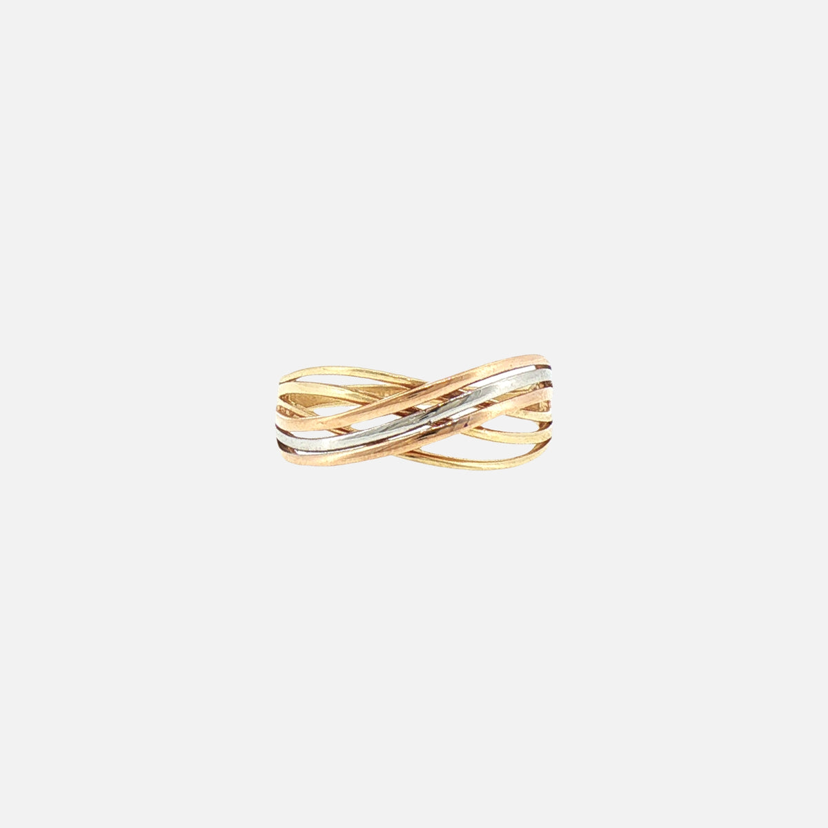 Anillo Triple Olas Tonos en Oro de 14K