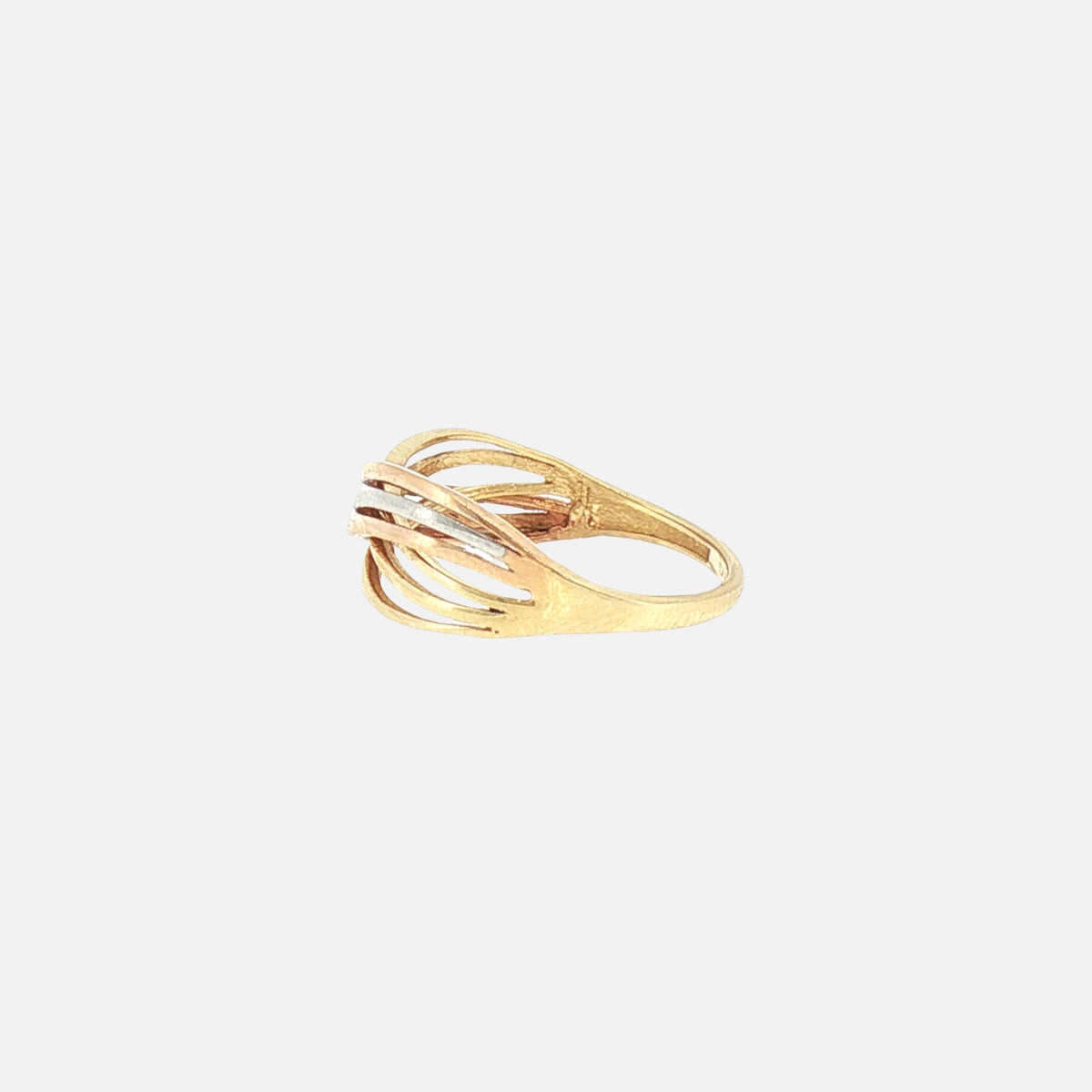 Anillo Triple Olas Tonos en Oro de 14K