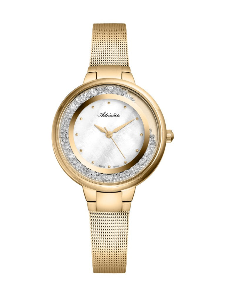 Reloj Adriatica Milano Dorado con Madreperla y Circonias Flotantes