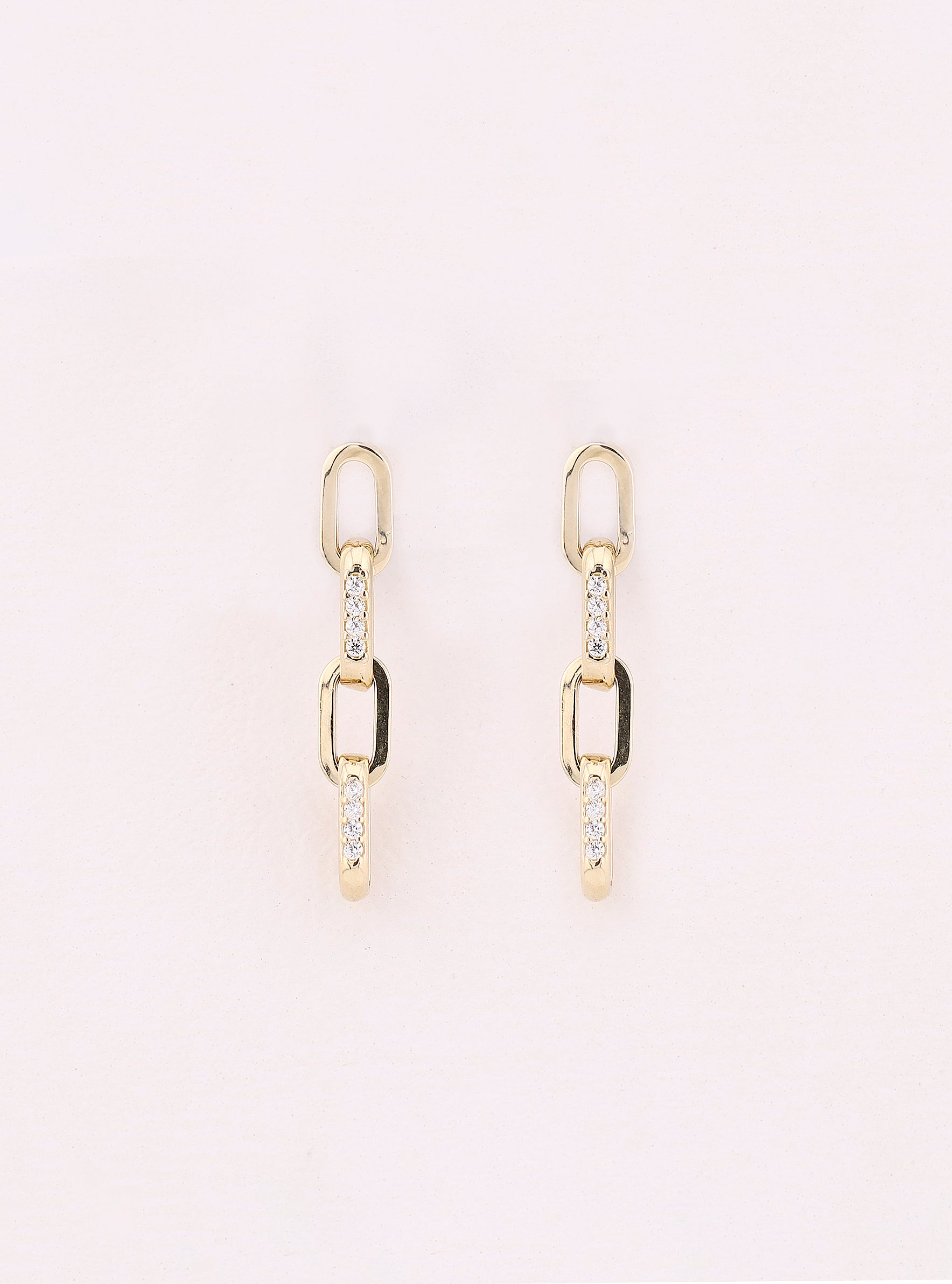 Aretes de Oro Eslabón con Piedras de 14K