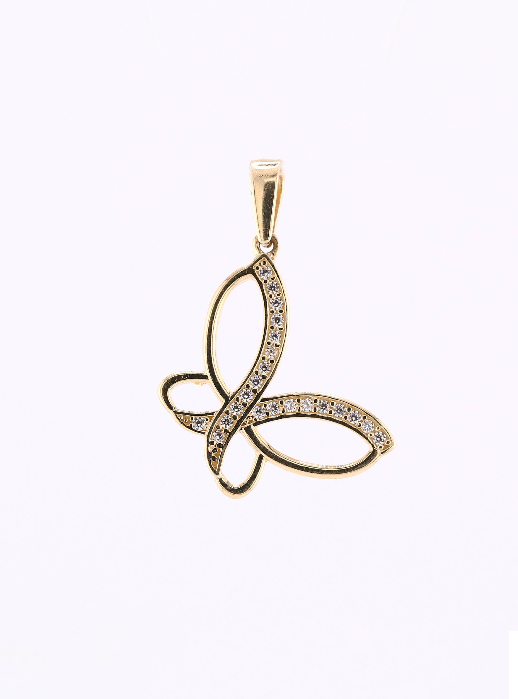 Dije de Oro Mariposa con Piedras Blancas de 14K