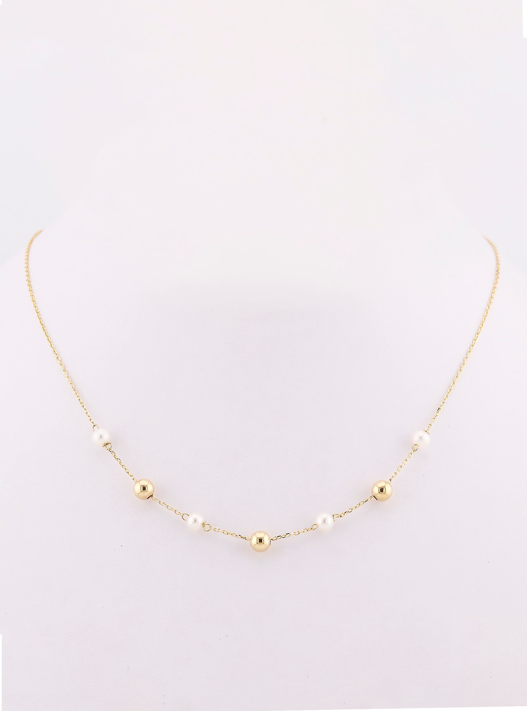 Gargantilla de Oro con Borlas y Perlas de 14K