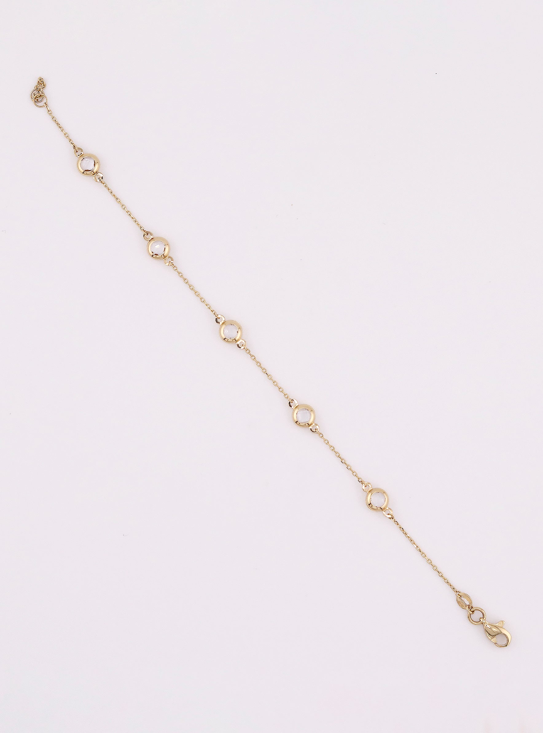 Pulsera de Oro Círculos con Piedras Blancas de 14K