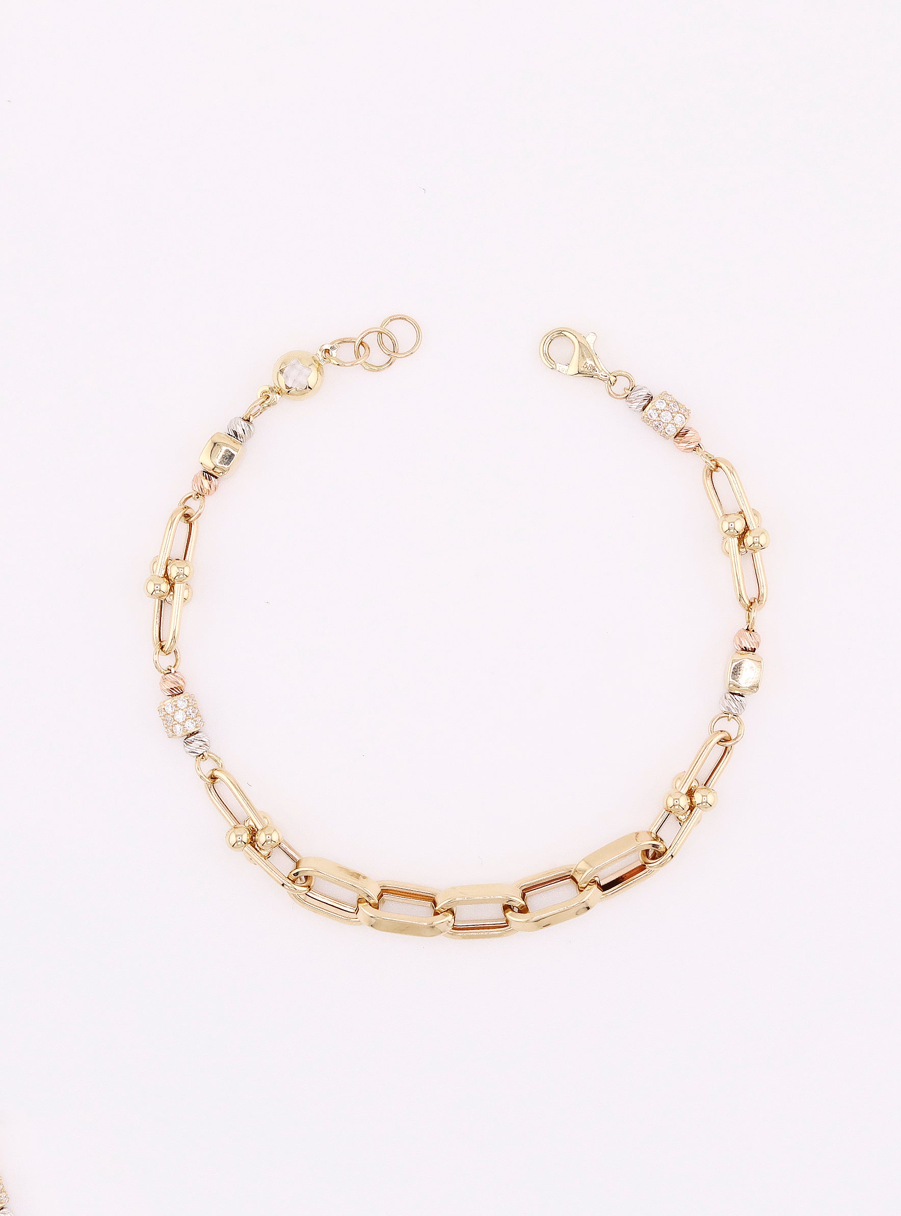 Pulsera de Oro Clip-Borlas de 14K