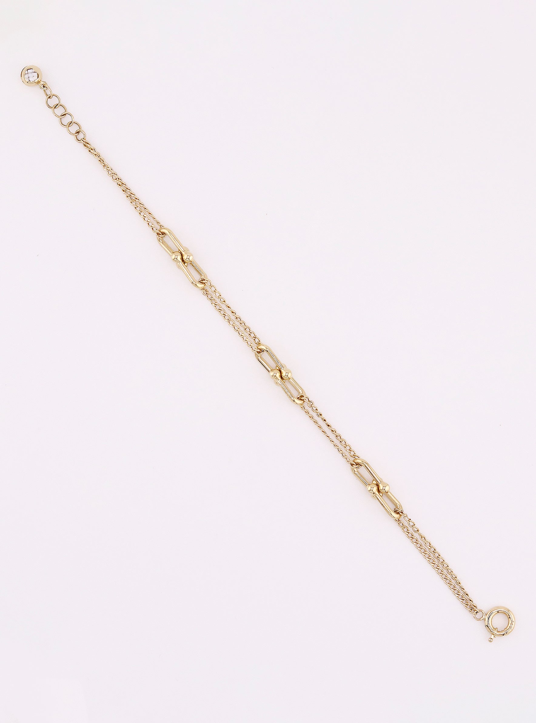 Pulsera de Oro Doble Enlazado de 14K