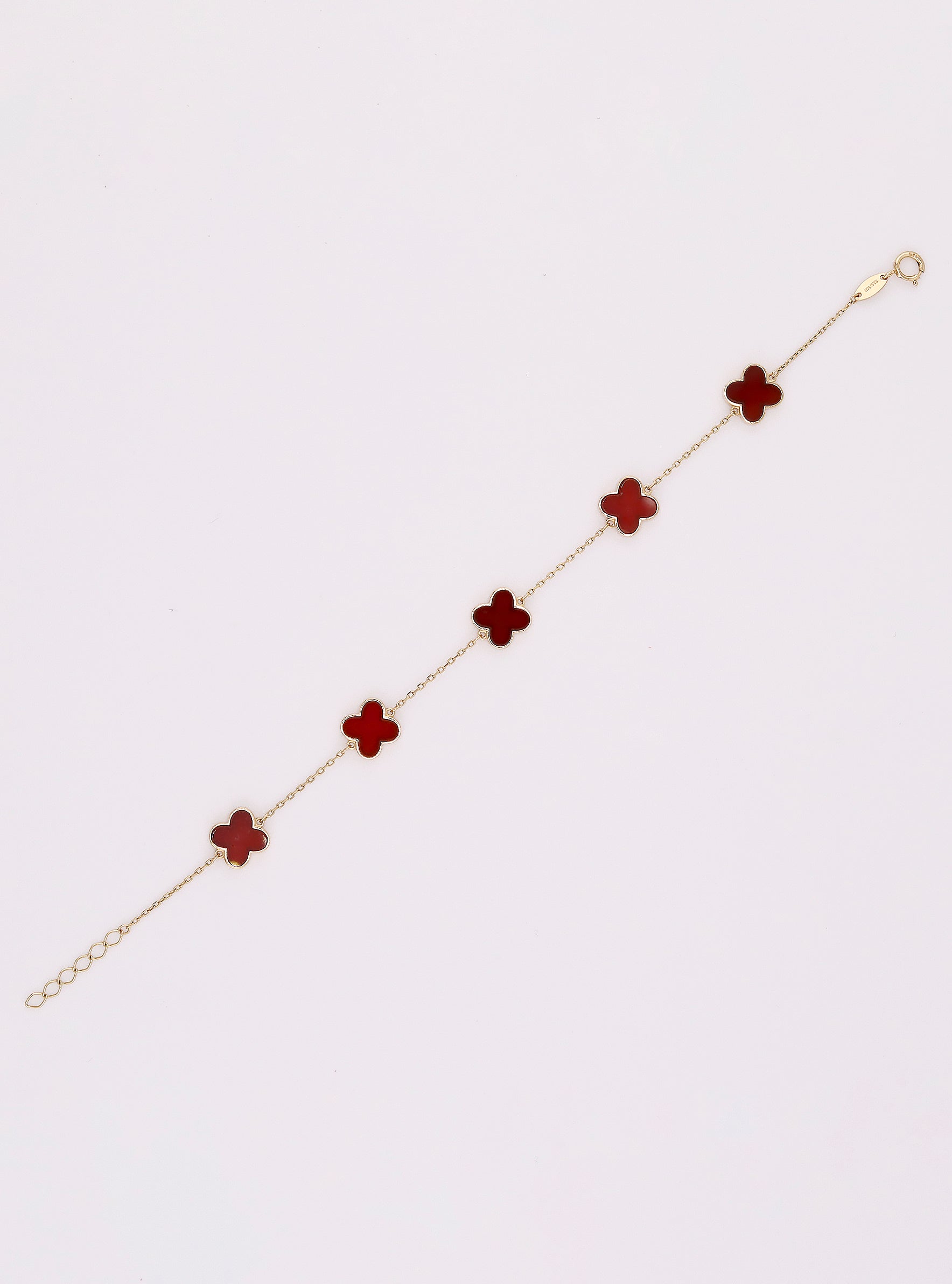 Pulsera de Oro Trébol Roja de 14K
