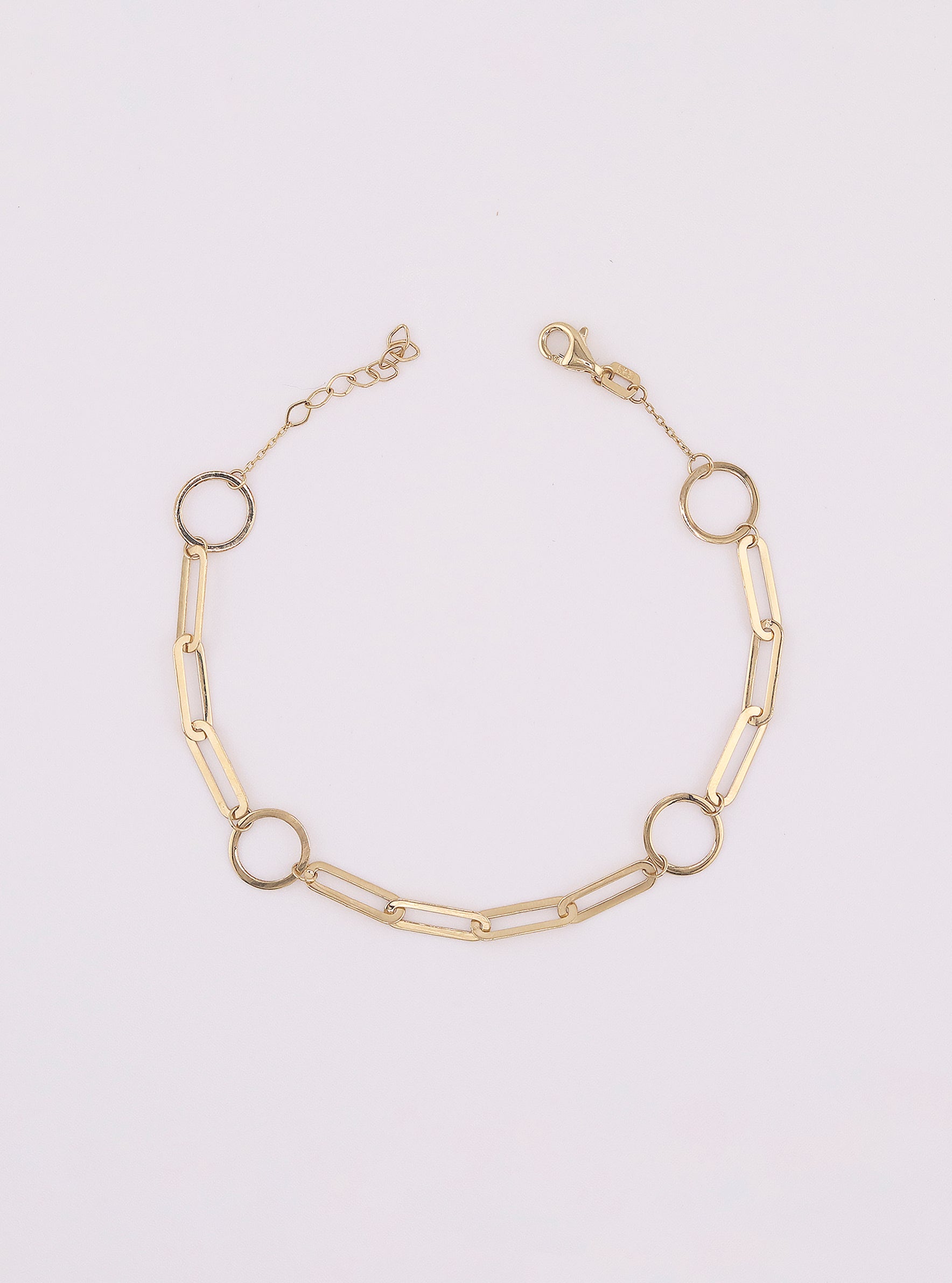 Pulsera de Oro Clip con Círculos Lisos de 14K