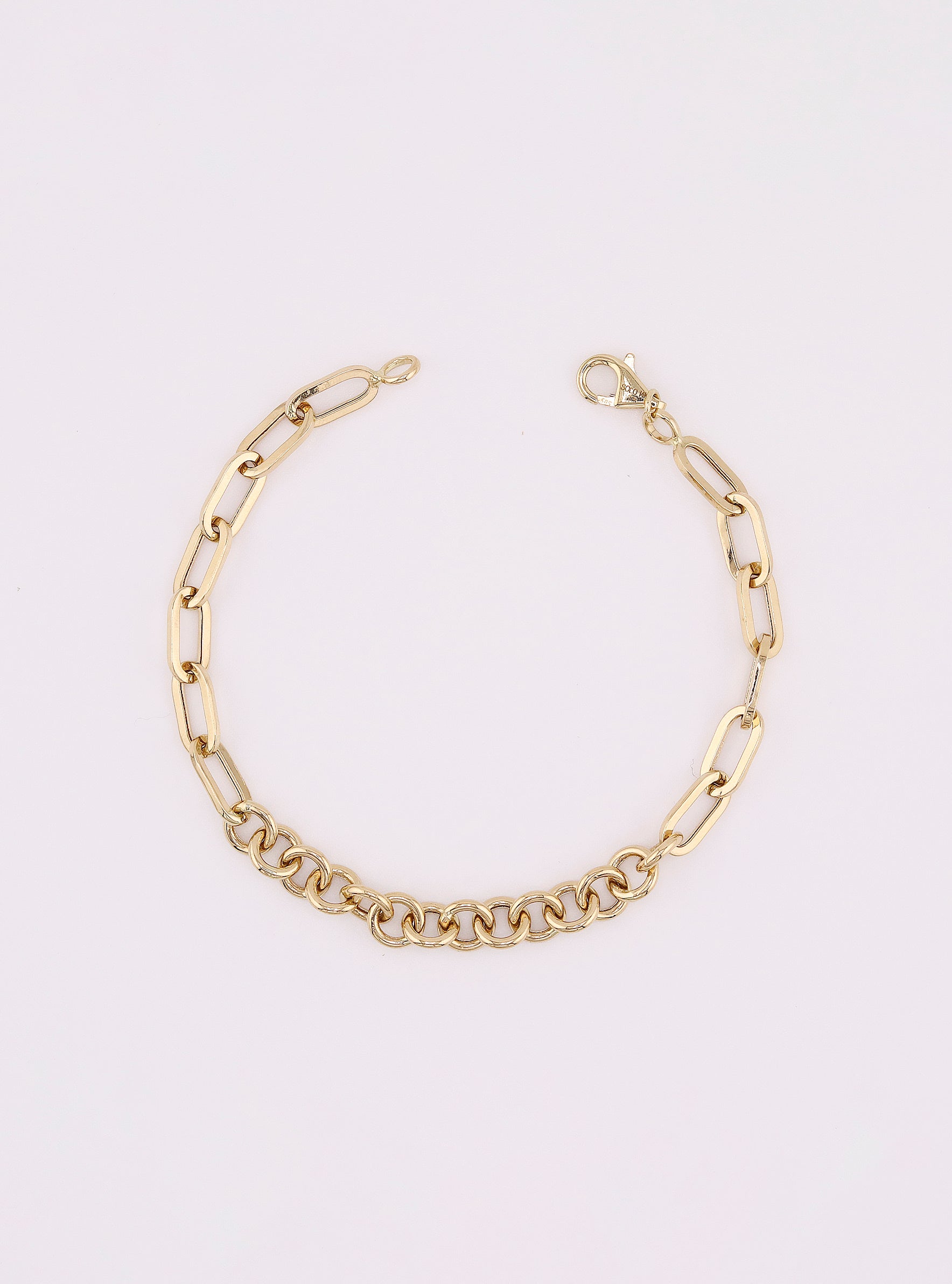 Pulsera de Oro Eslabón Invertido de 14K