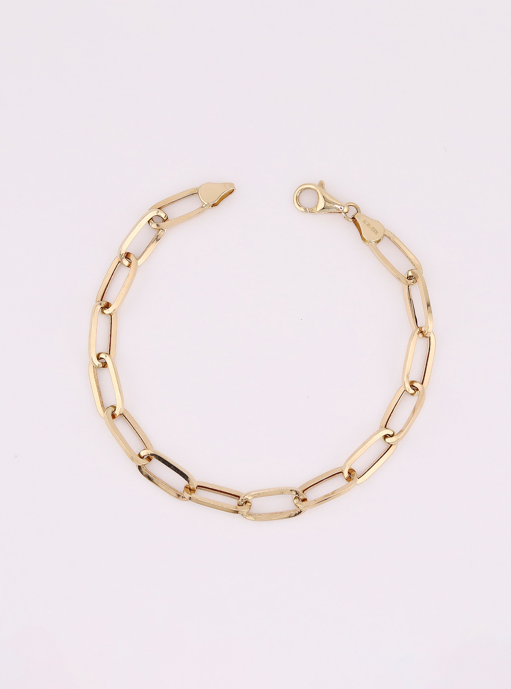 Pulsera de Oro Clip Lisa de 14K