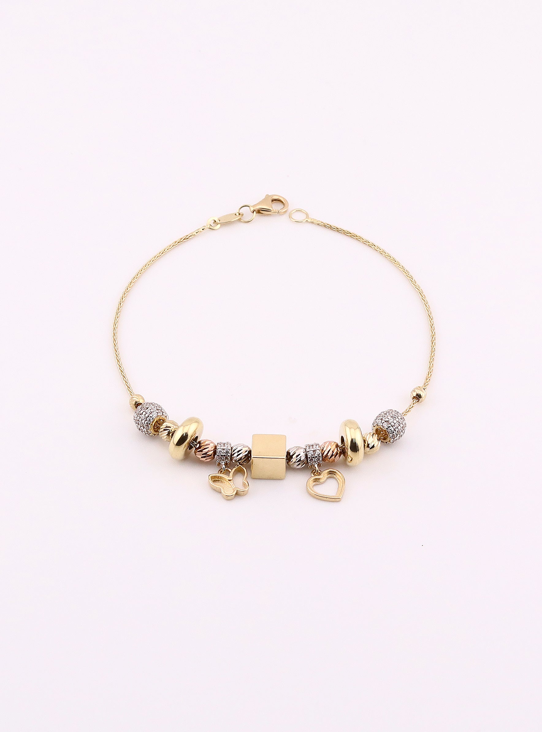 Pulsera de Oro Dijes Colgantes de 14K