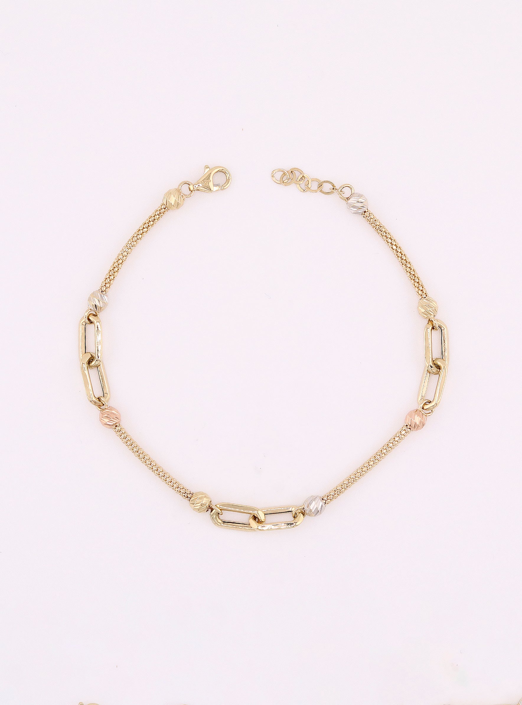 Pulsera de Oro Eslabón con Borlas de 14K
