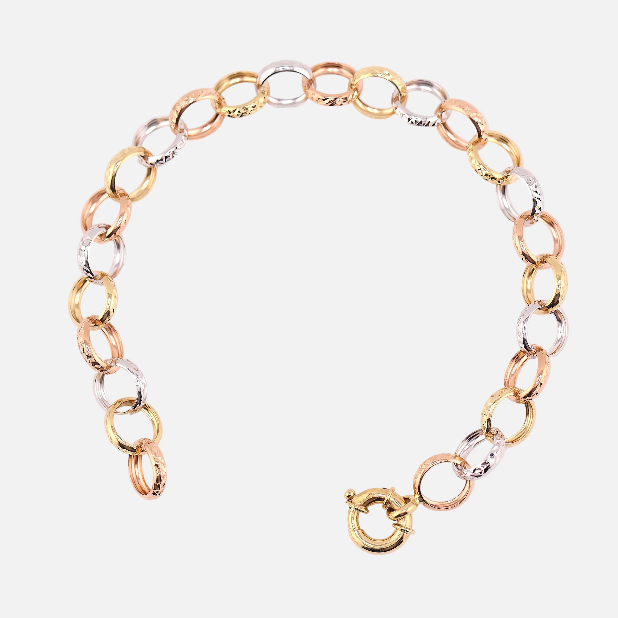 Pulso Eslabón Tres Tonos en Oro de 14K