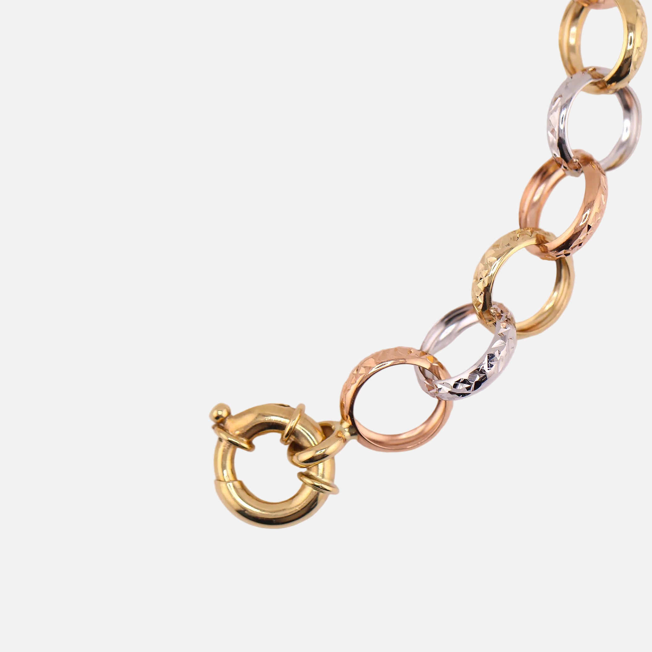 Pulso Eslabón Tres Tonos en Oro de 14K