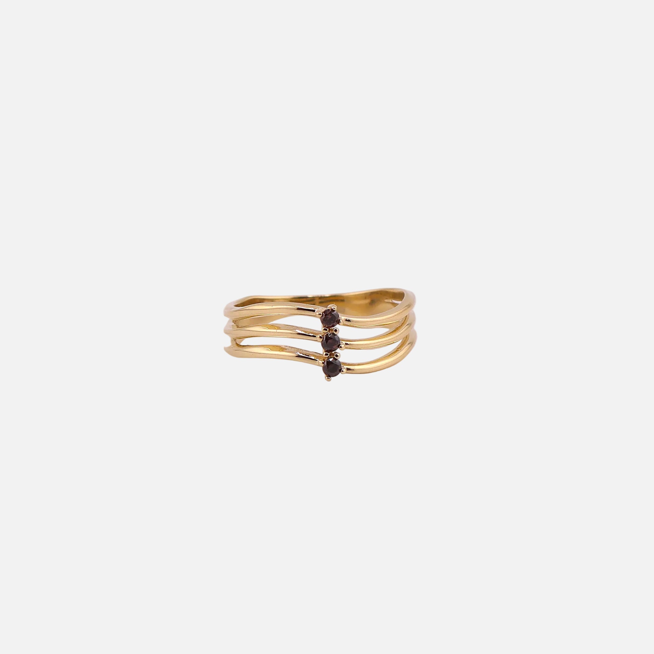 Anillo Tres Piedras en Oro de 14K
