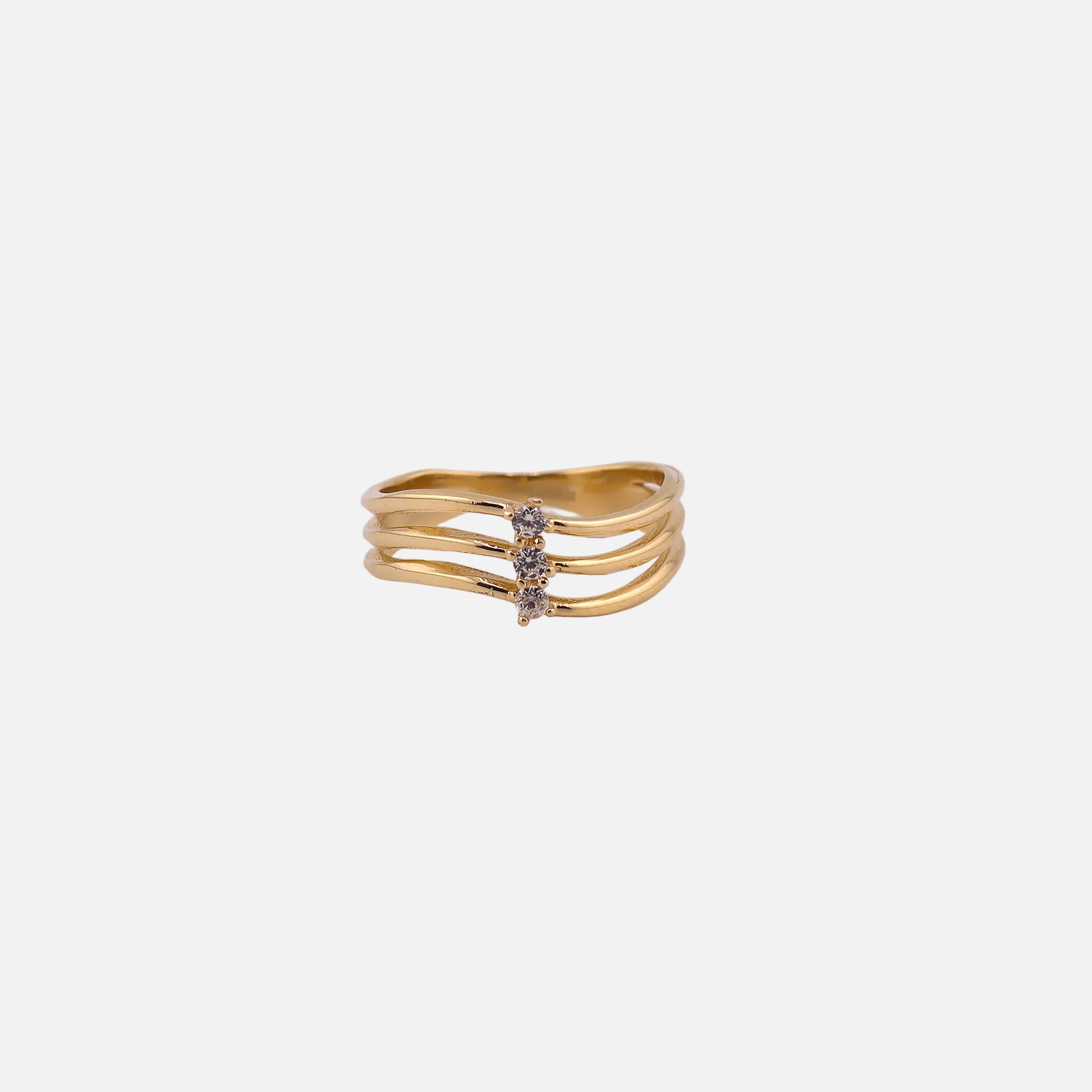 Anillo Tres Piedras en Oro de 14K