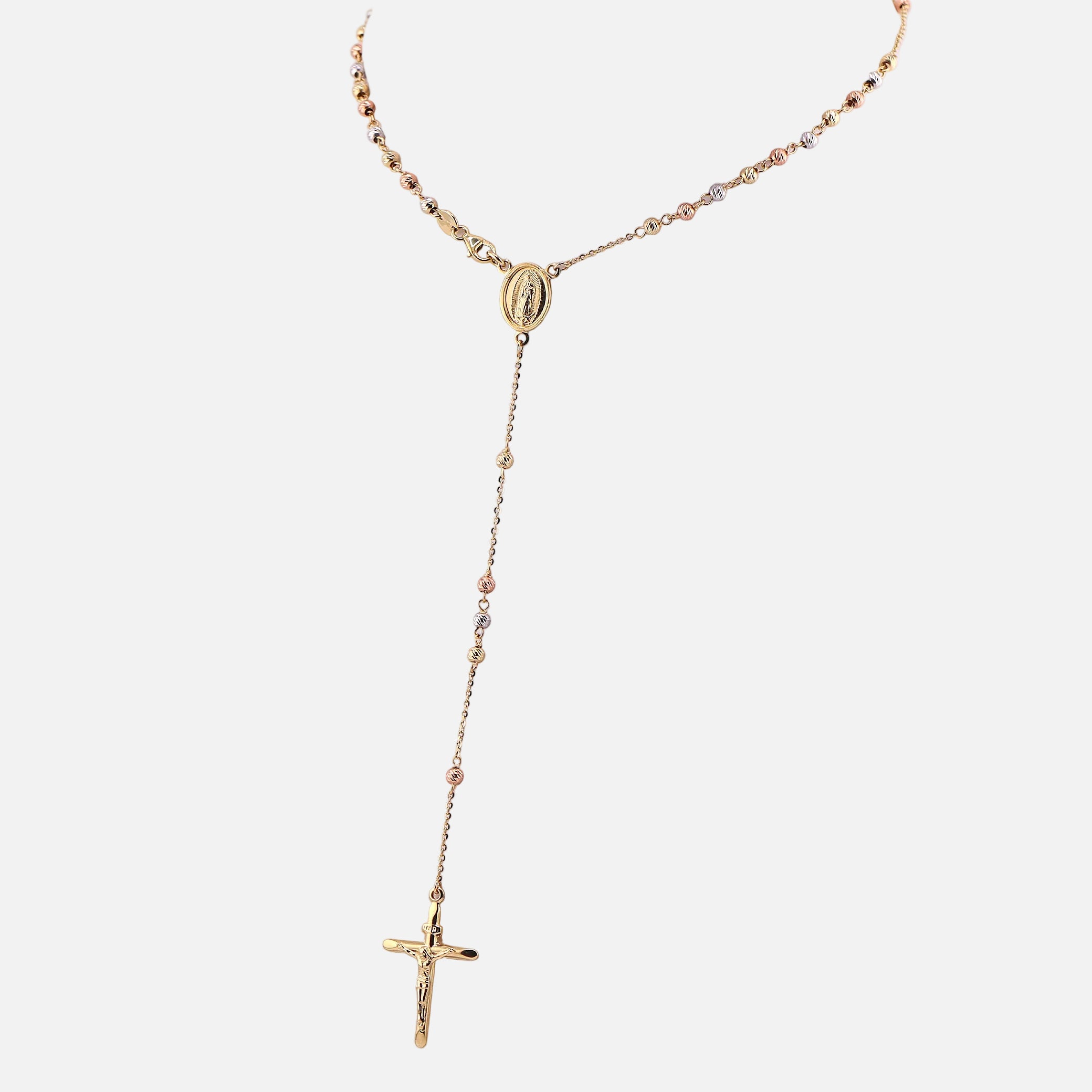 Rosario Tres Tonos en Oro de 14K