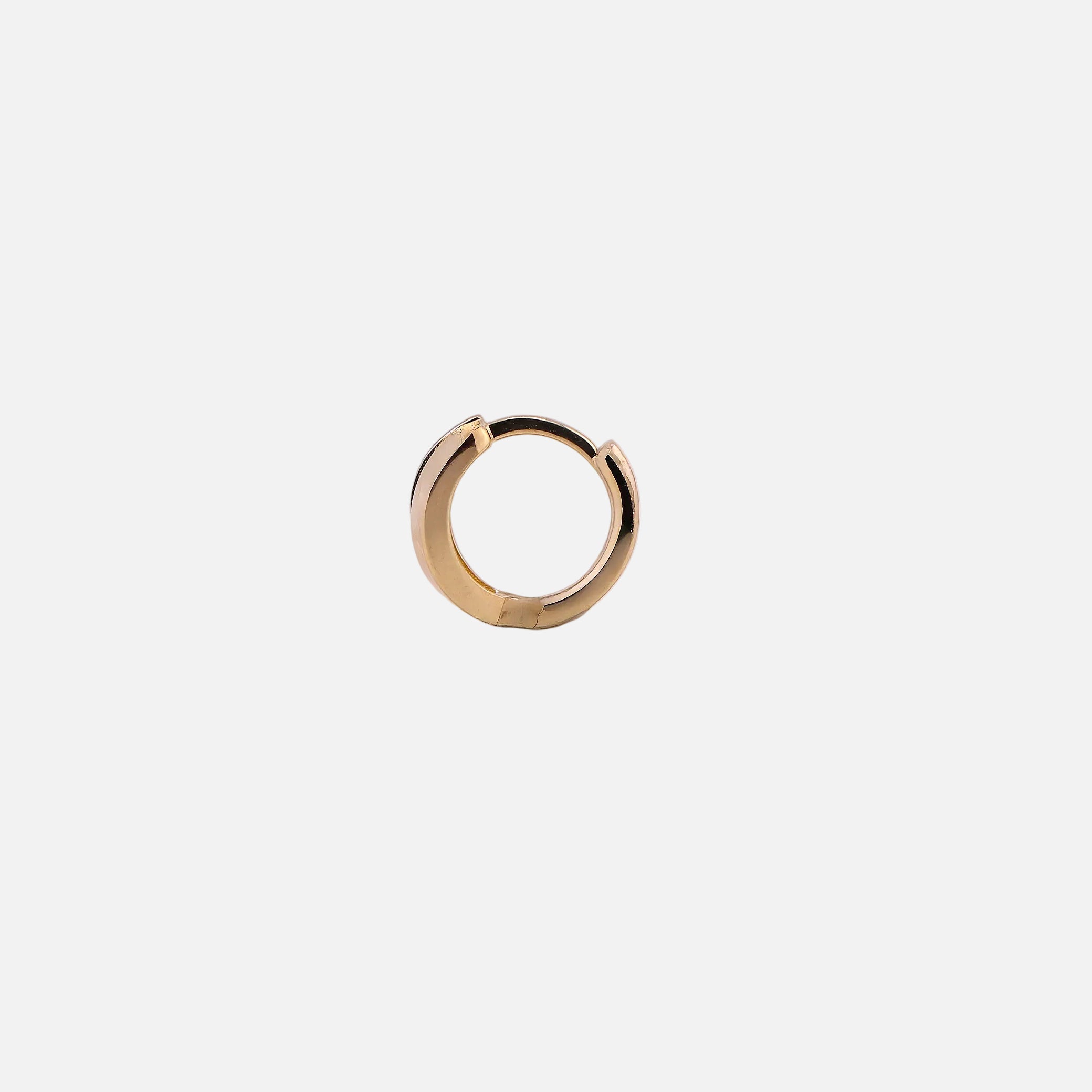 Aretes Huggies Doble Línea con Piedra en Oro de 14K