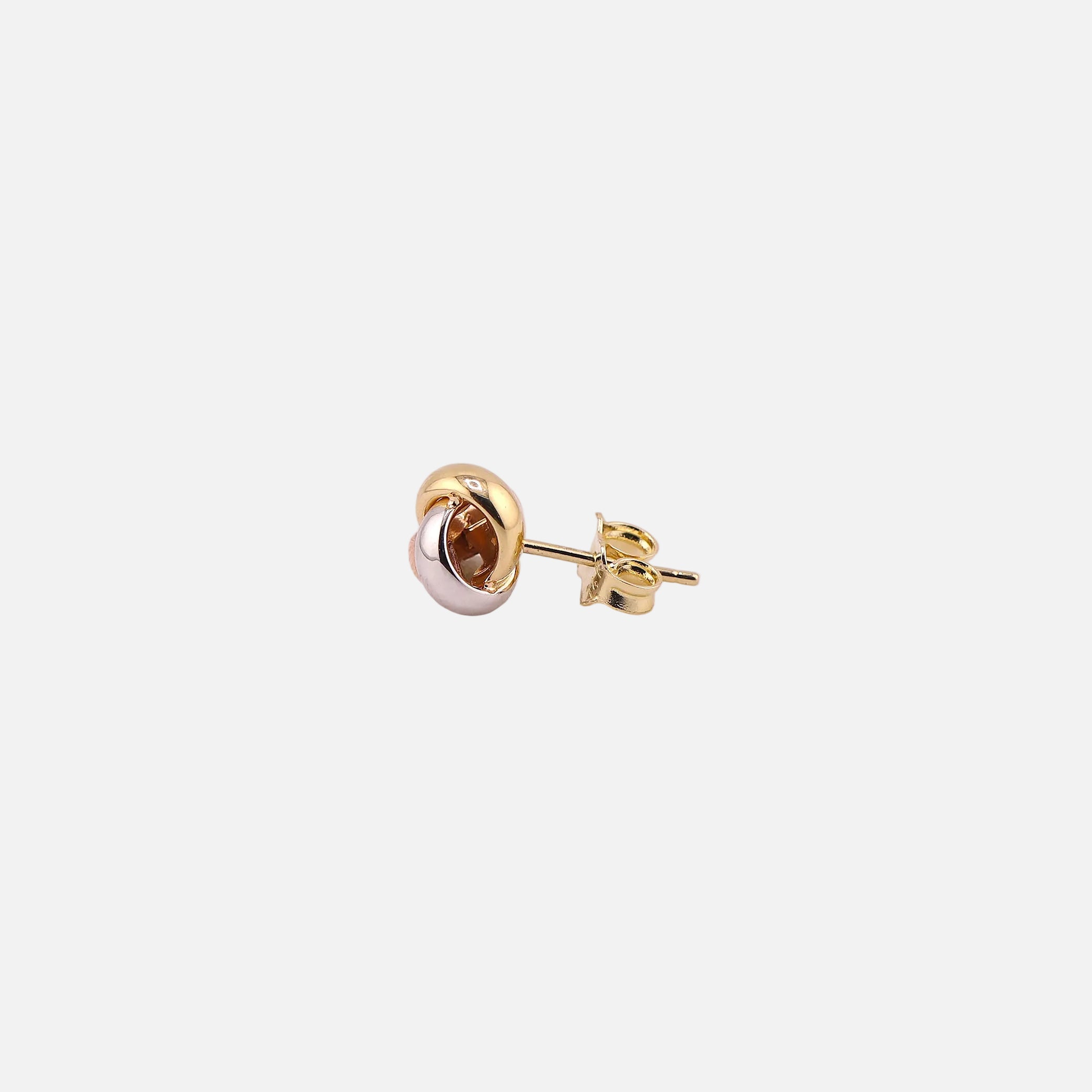 Aretes Nudo Tres Tonos en Oro de 14K