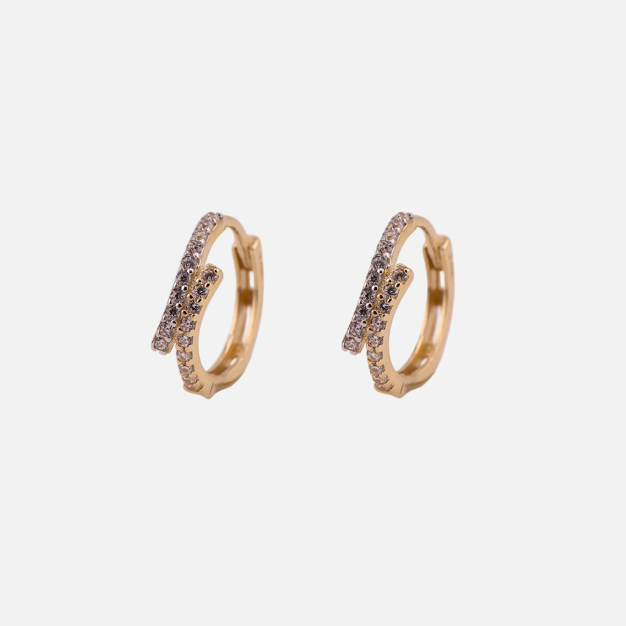 Aretes Huggies Dos Líneas en Oro de 14K