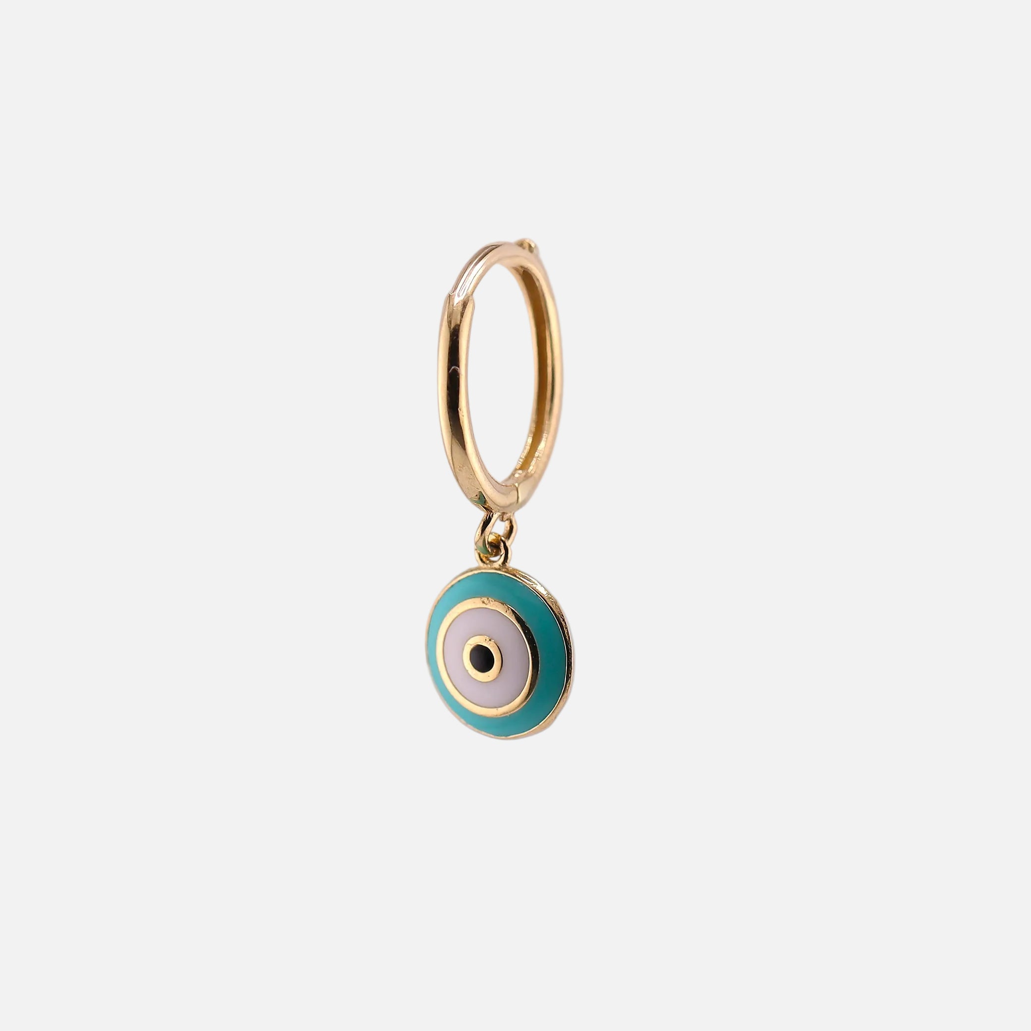 Aretes Huggies Ojo Turco en Oro de 14K
