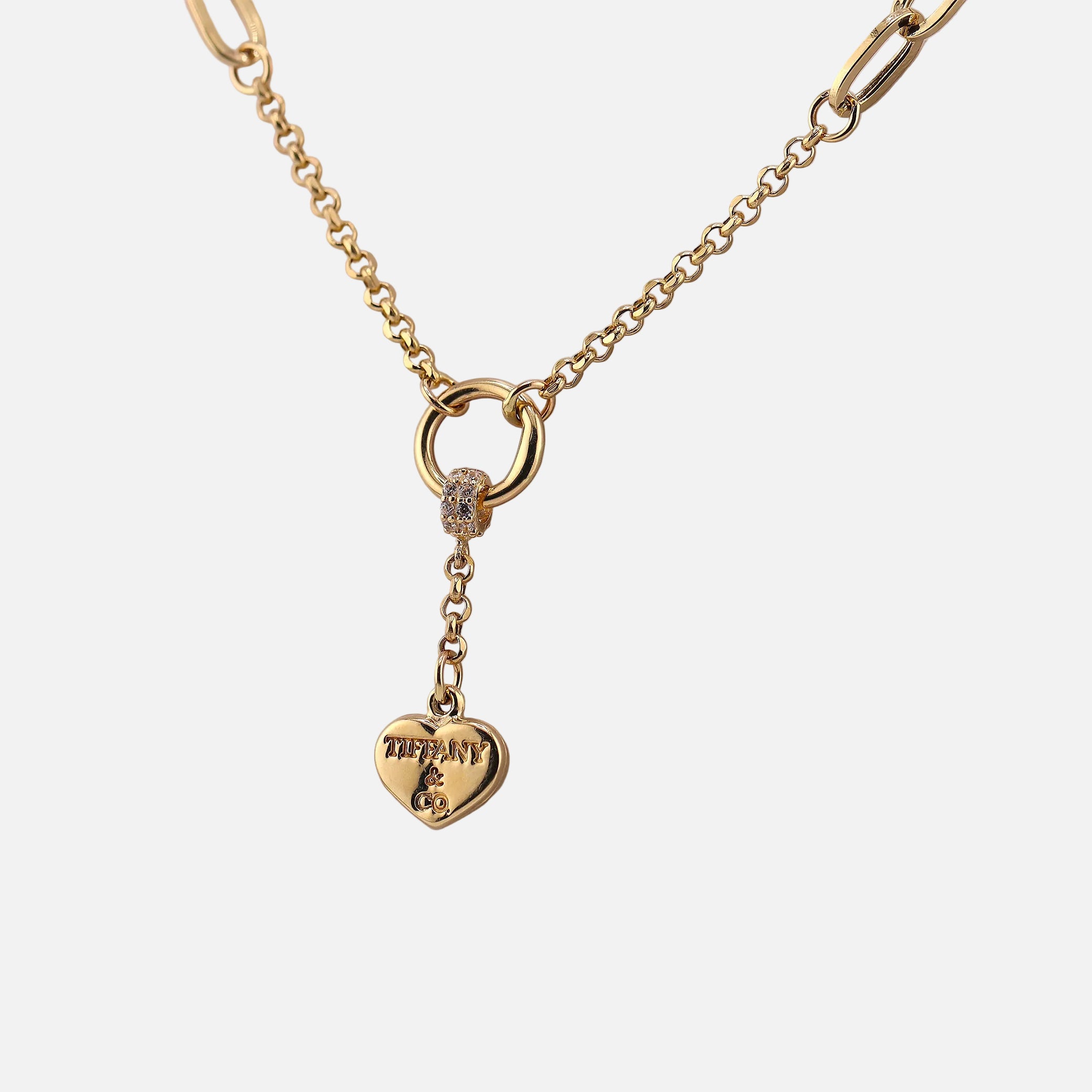 Gargantilla Corazón Clásico Tejido Clip en Oro de 14K