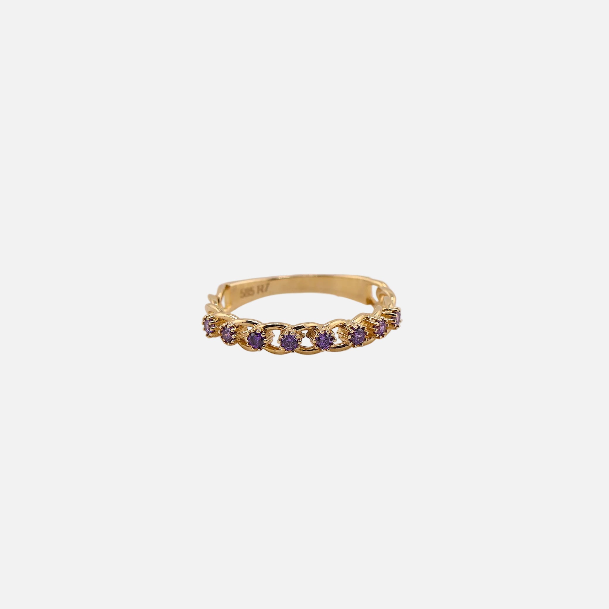 Anillo con Piedra Morada en Oro de 14K