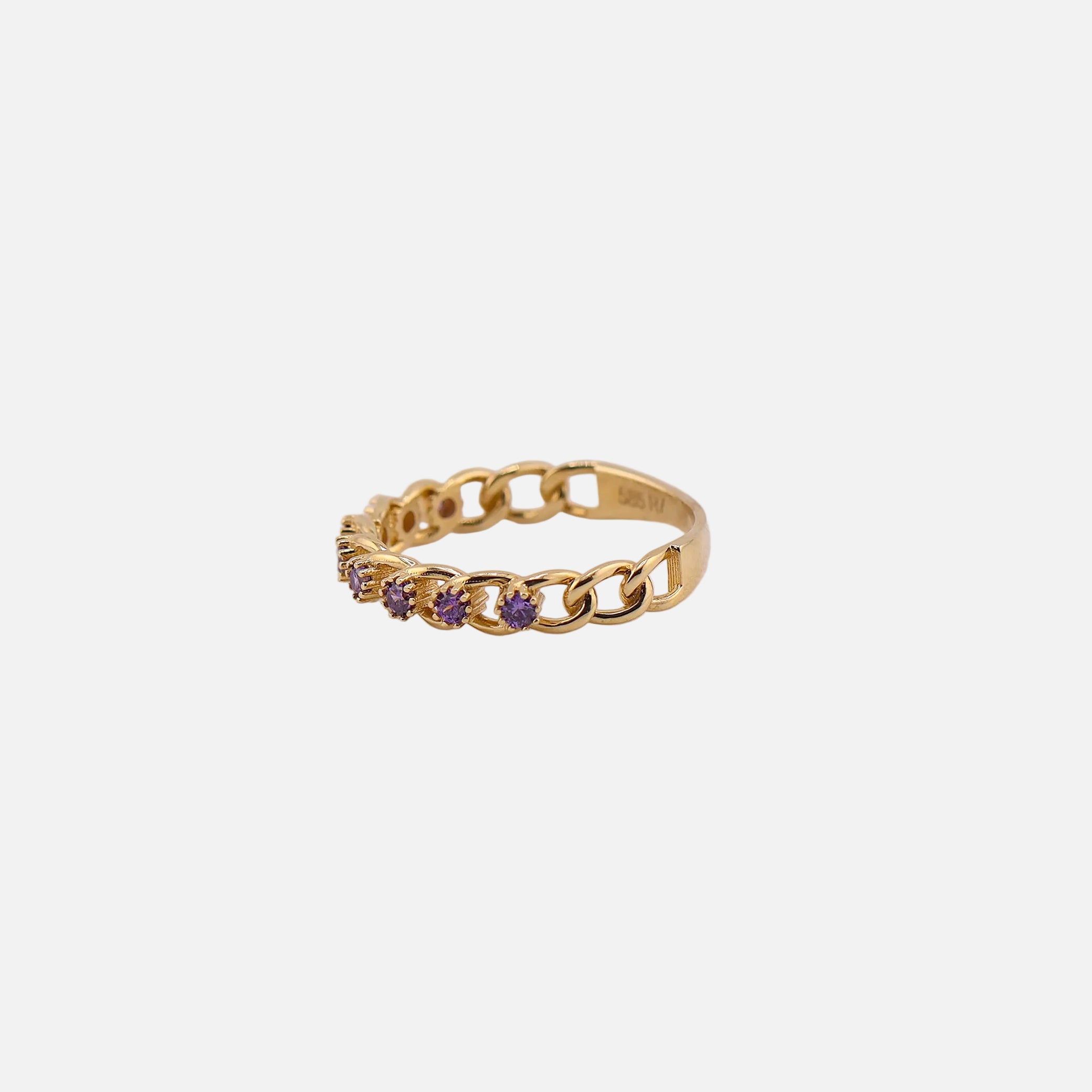 Anillo con Piedra Morada en Oro de 14K
