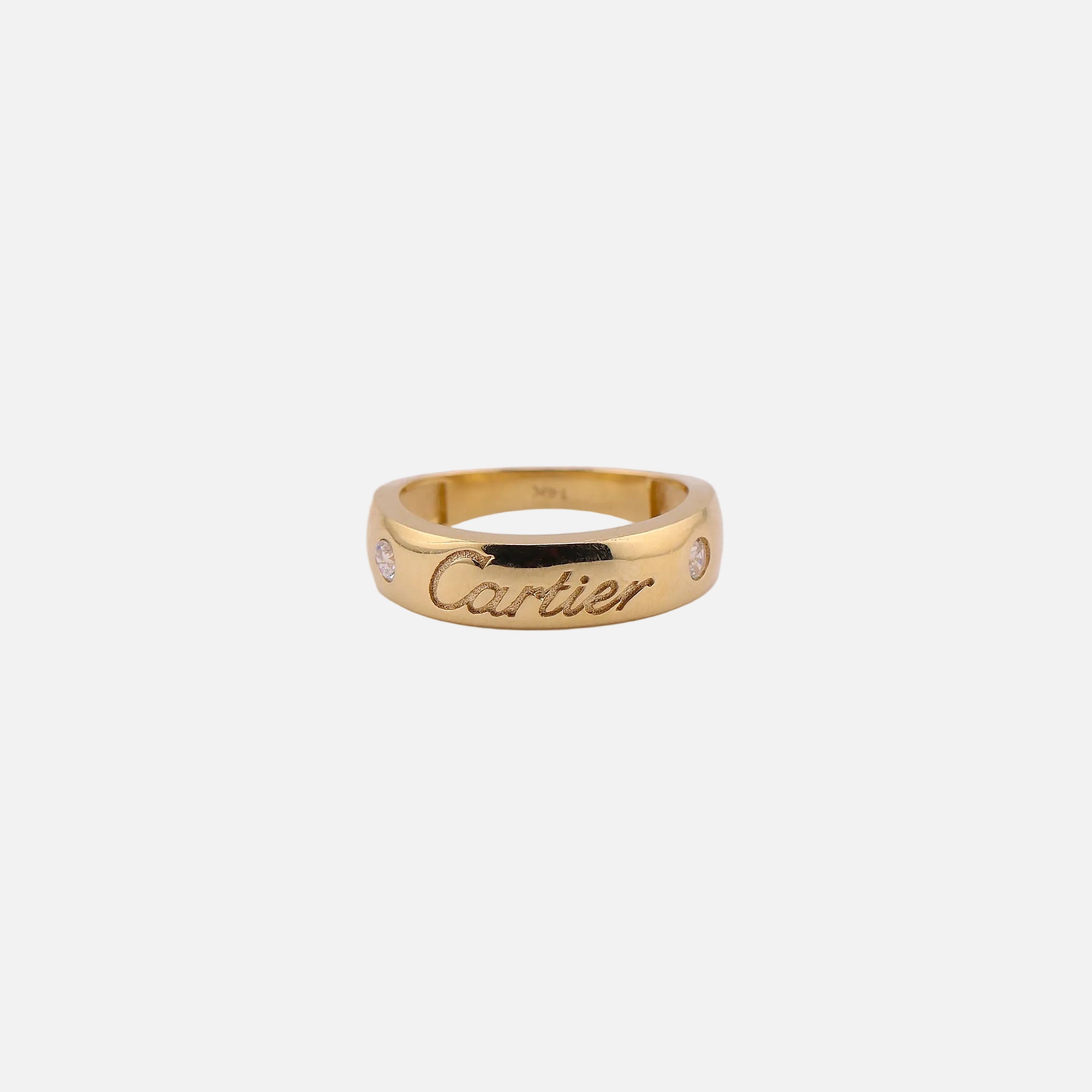 Anillo Clásico con Piedras Blancas en Oro de 14K