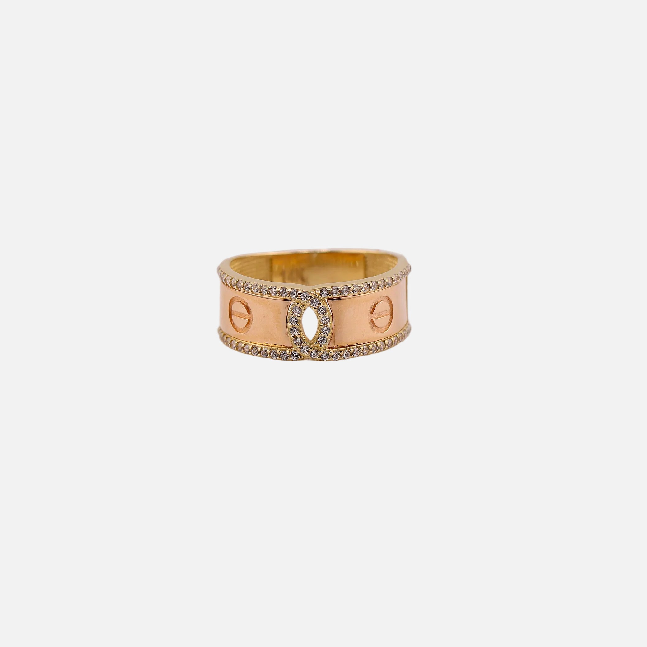 Anillo Enlazado dos Tonos en Oro de 14K