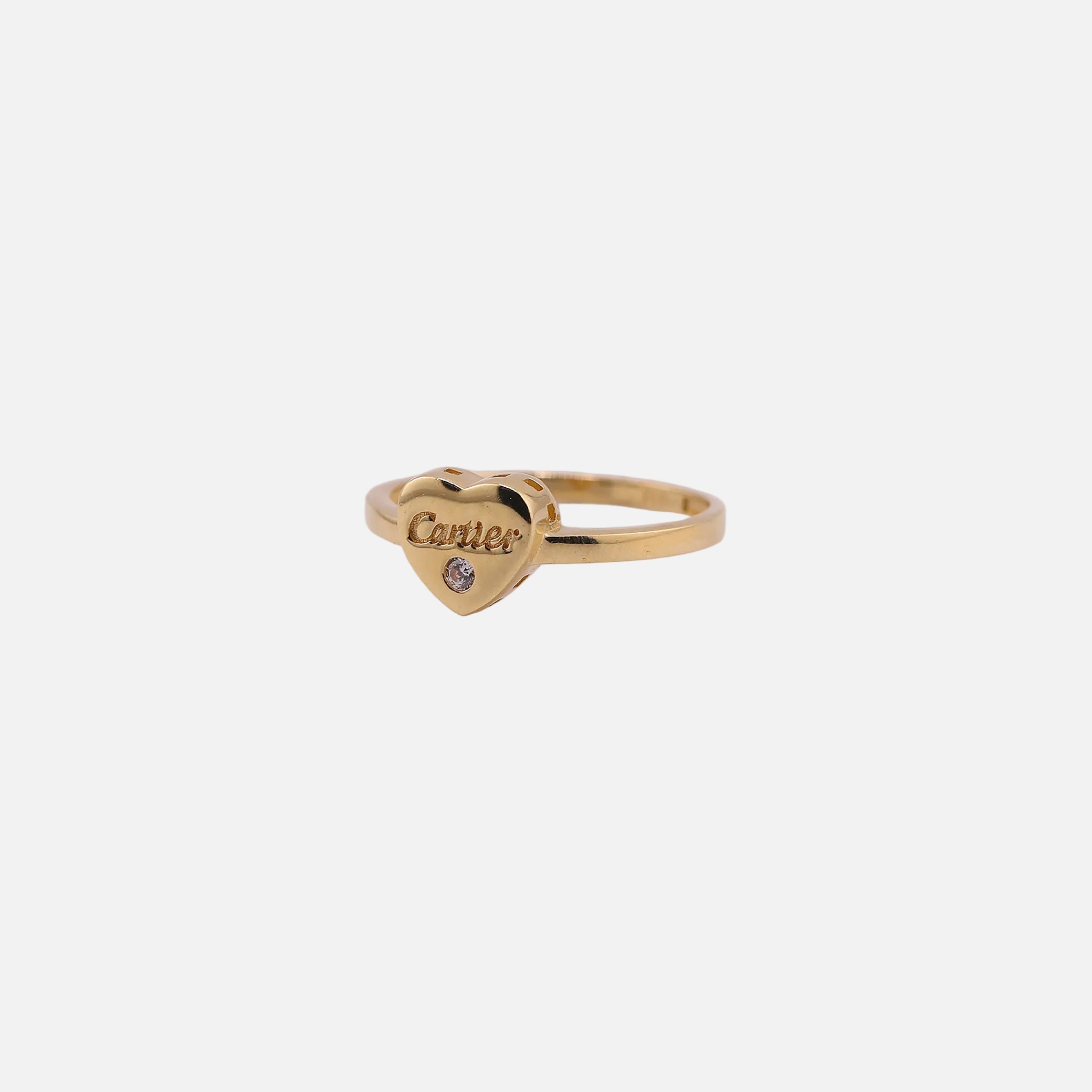 Anillo Corazón con piedra Blanca en Oro de 14K
