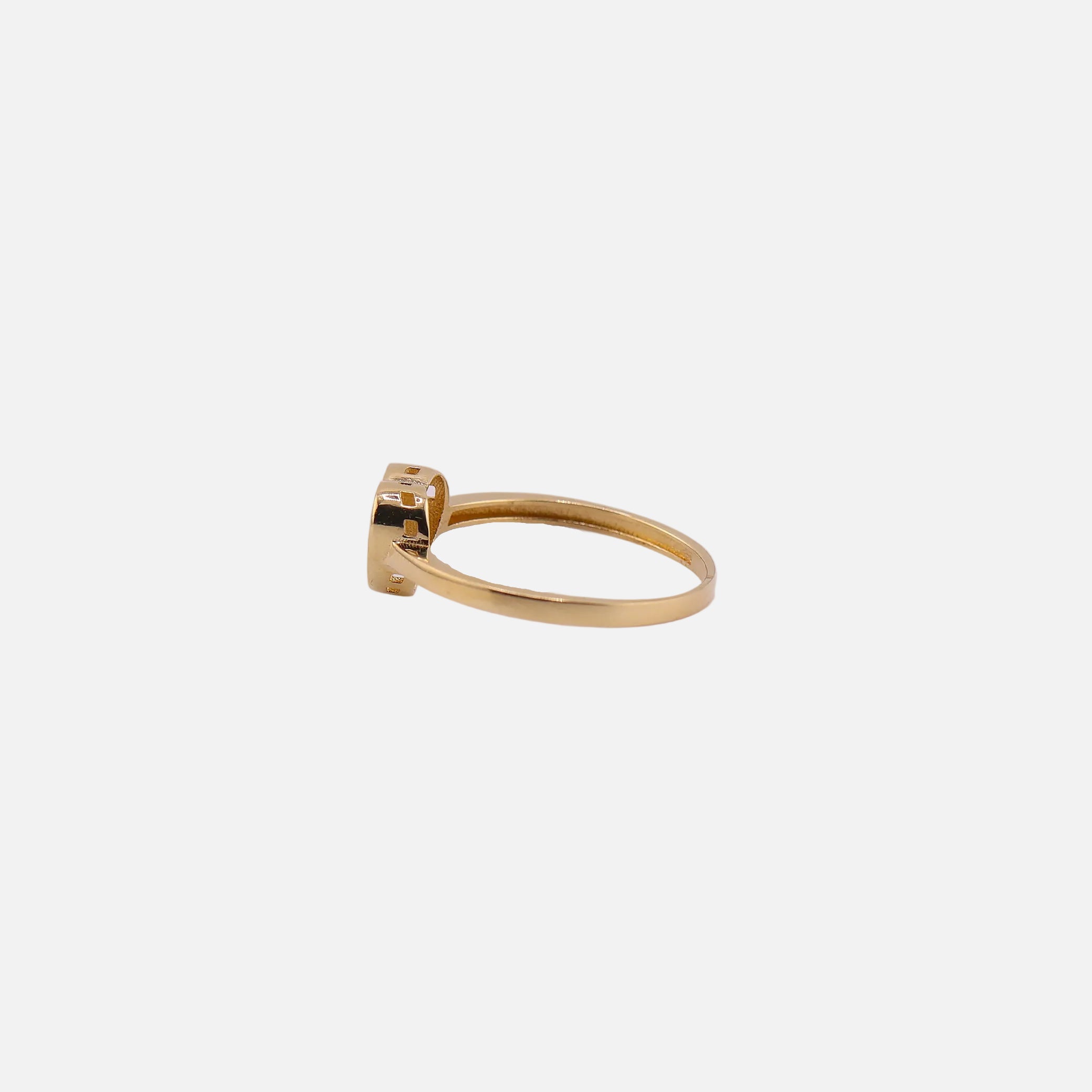 Anillo Corazón con piedra Blanca en Oro de 14K