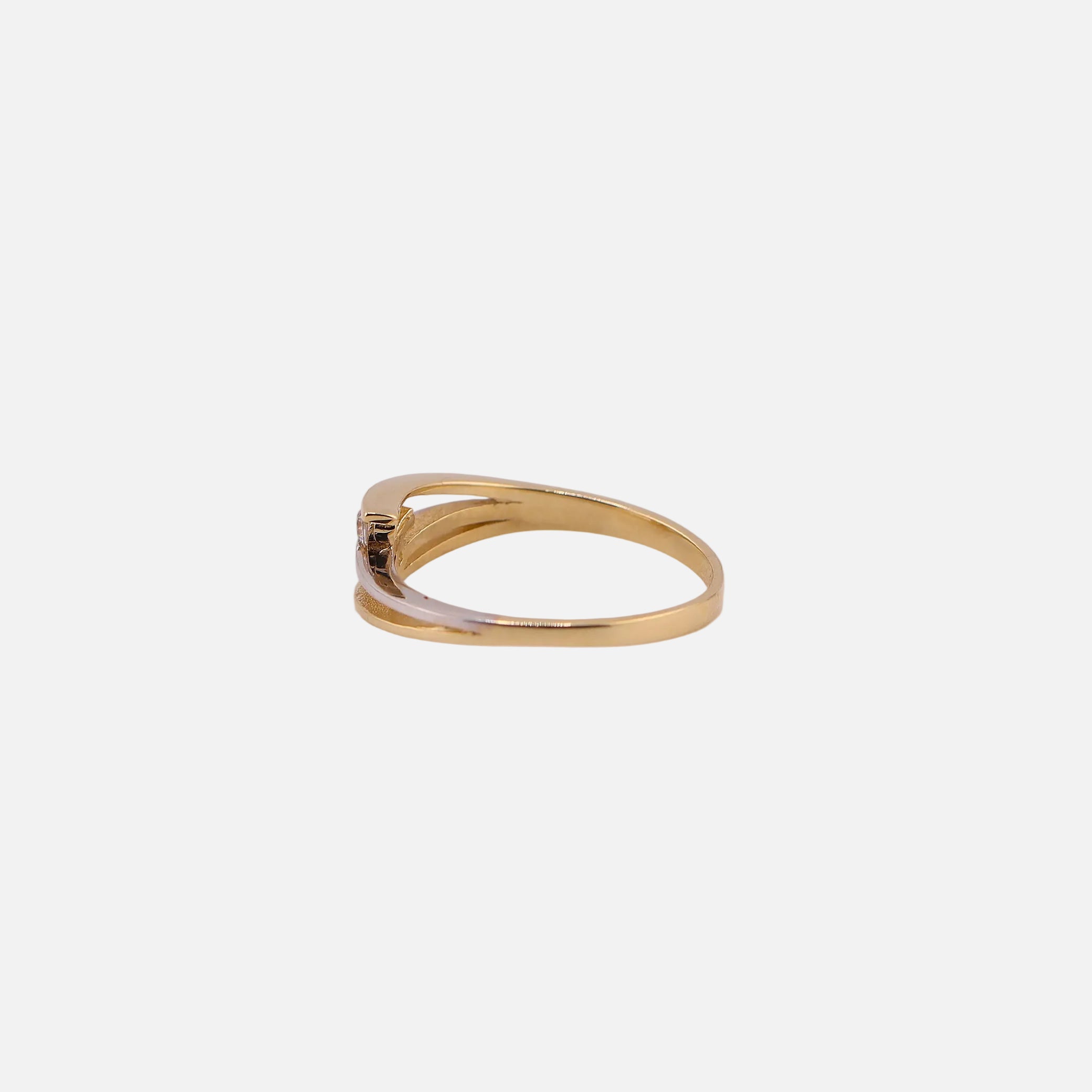 Anillo Líneas Dos Tonos en Oro de 14K