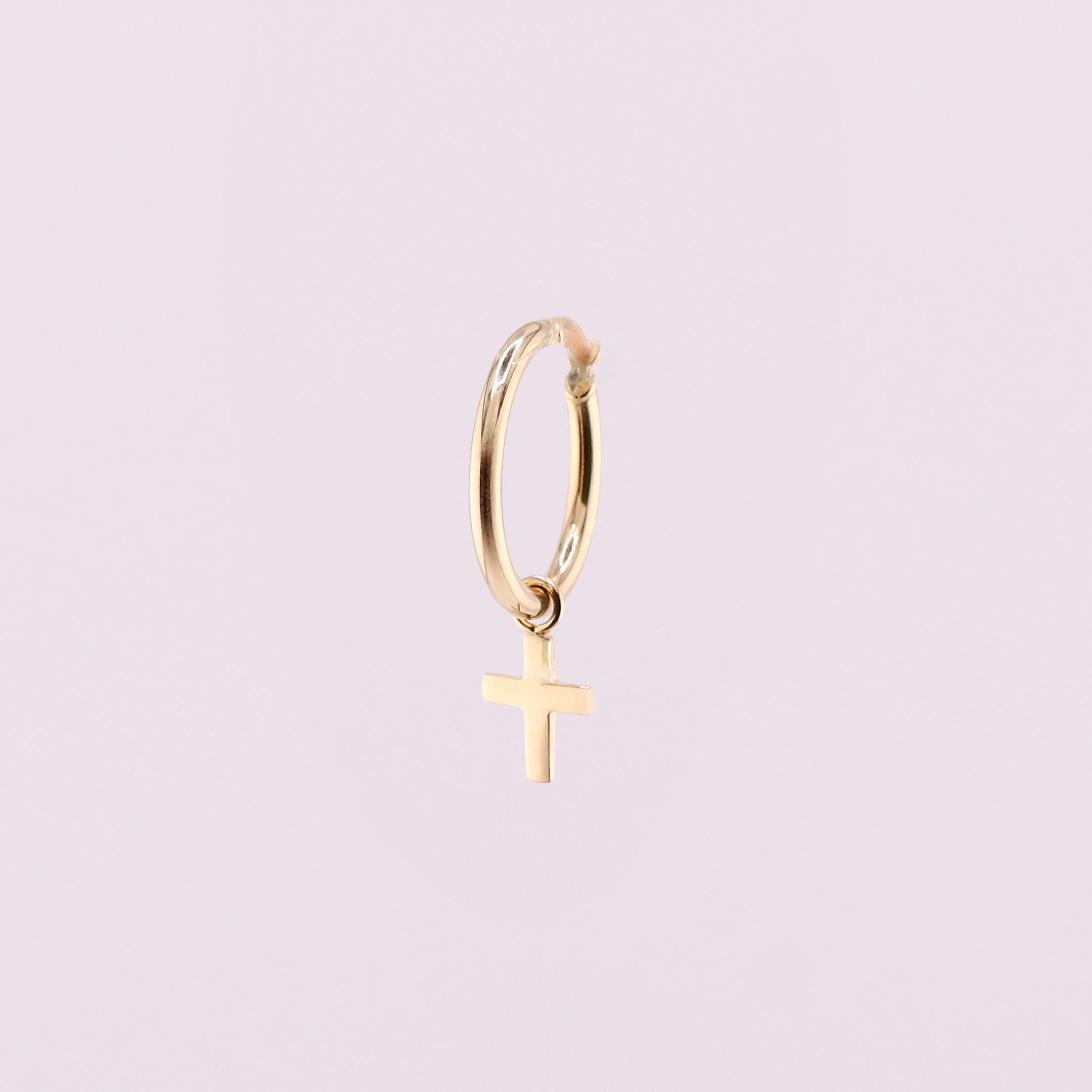 Arracadas Dije Cruz en Oro de 14K