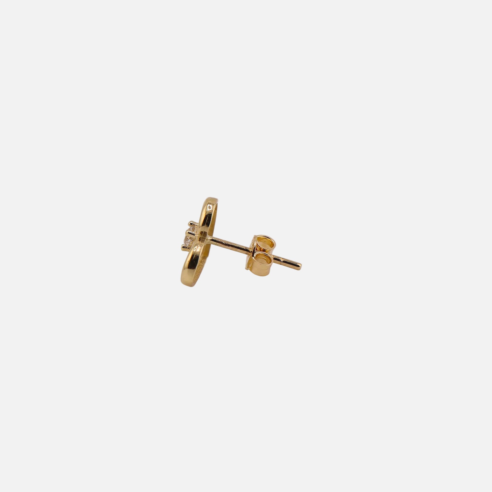 Aretes Corazón con Piedra Blanca en Oro de 14K