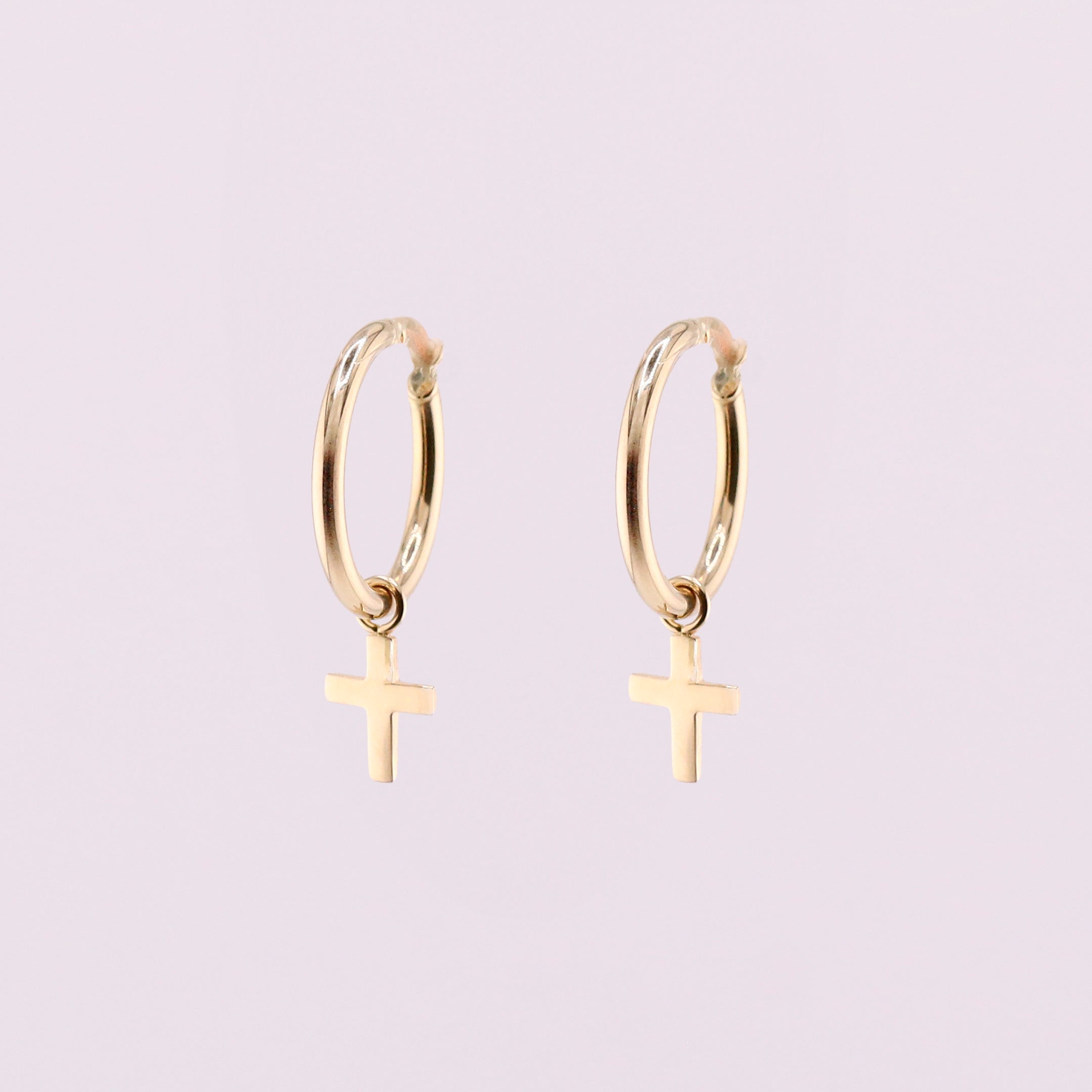 Arracadas Dije Cruz en Oro de 14K