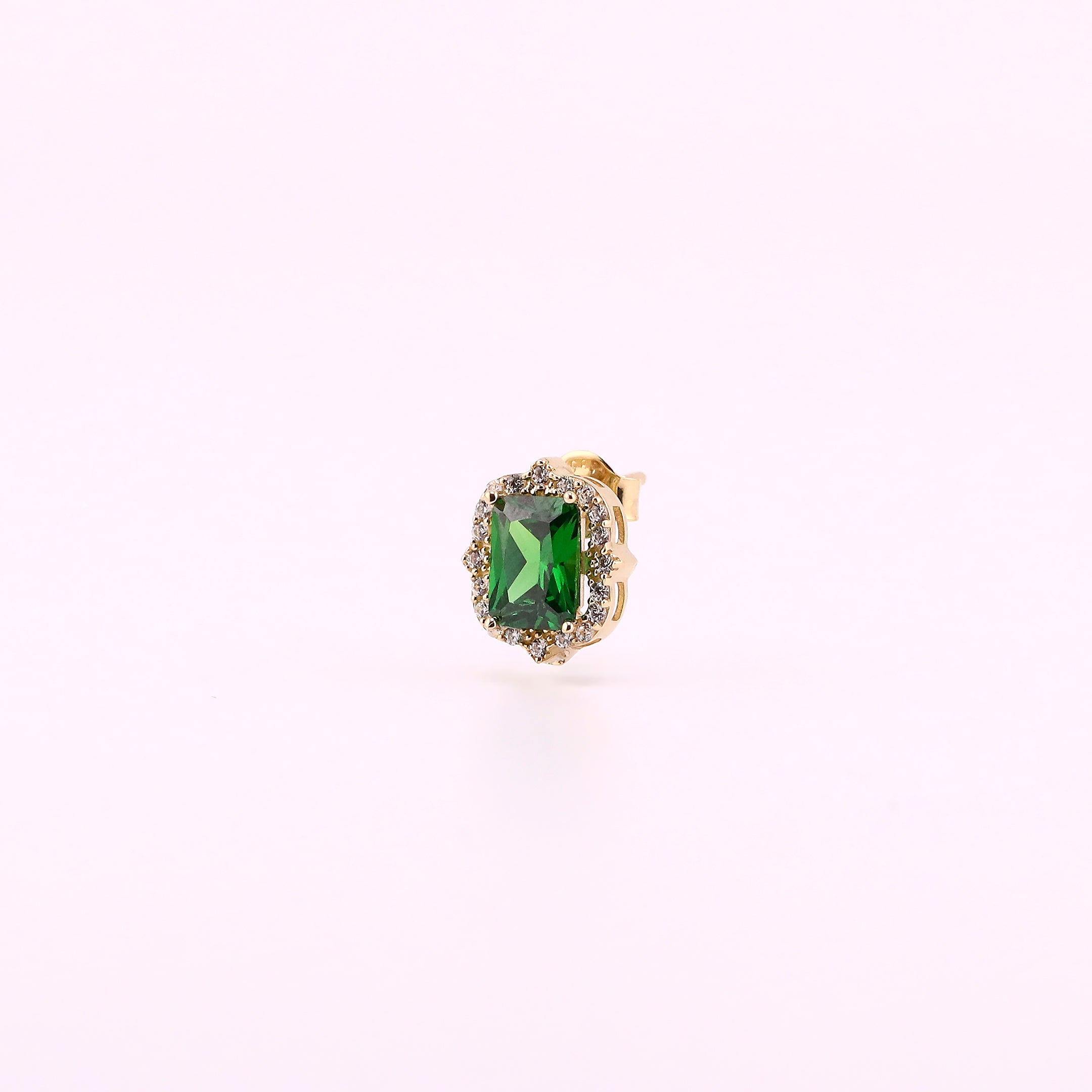 Aretes Piedra Verde en Oro de 14K