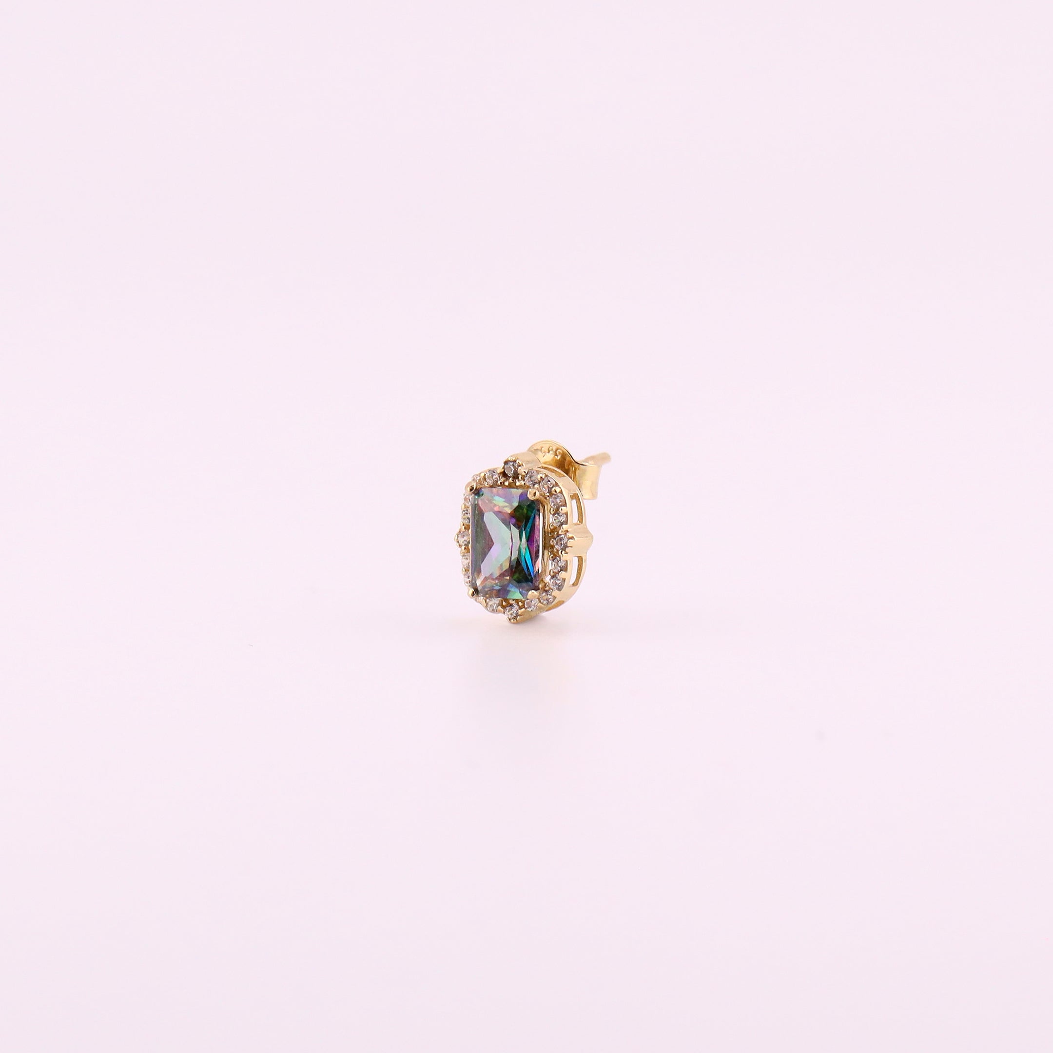 Aretes Piedra Tornasol en Oro de 14K