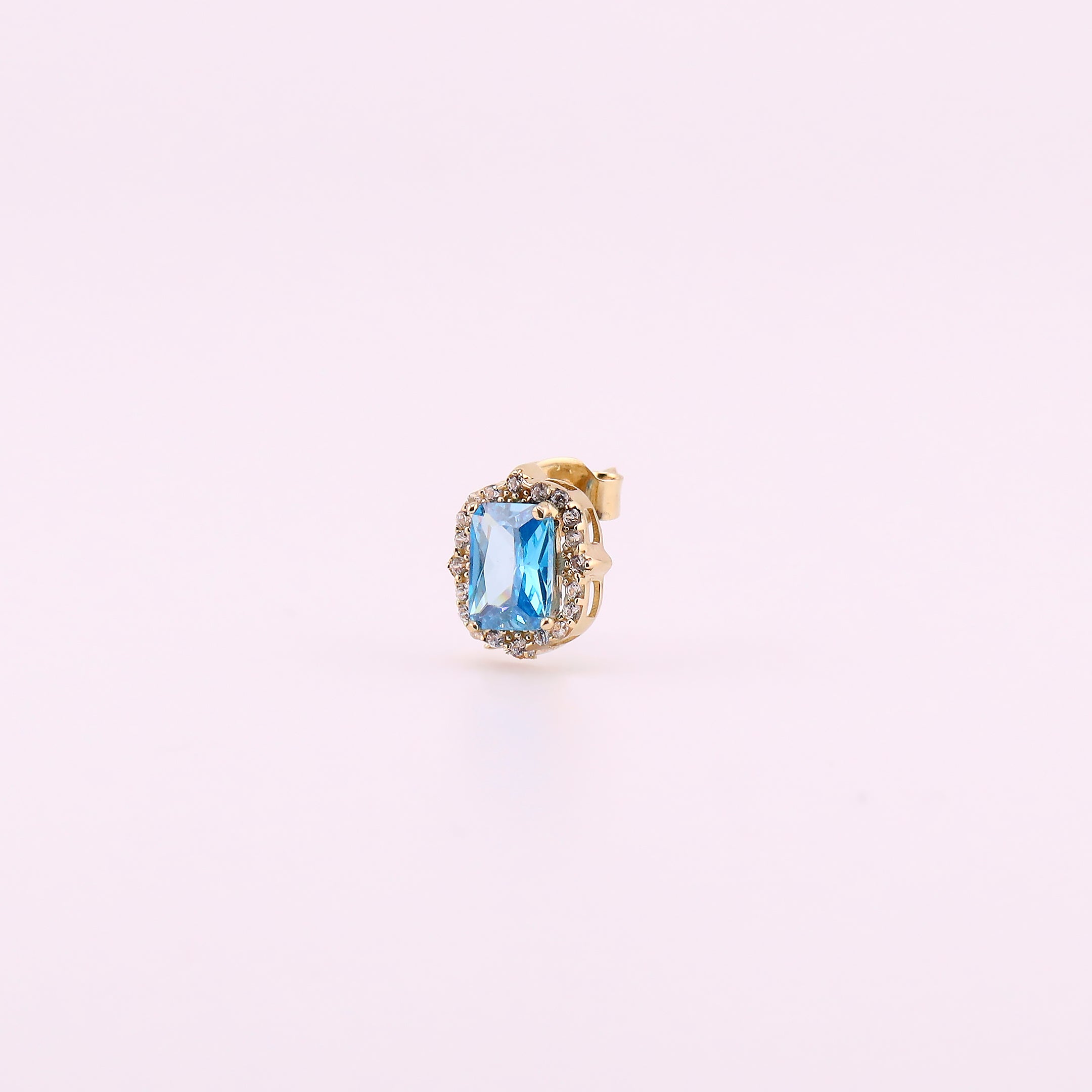 Aretes Piedra Aqua Marina en Oro de 14K