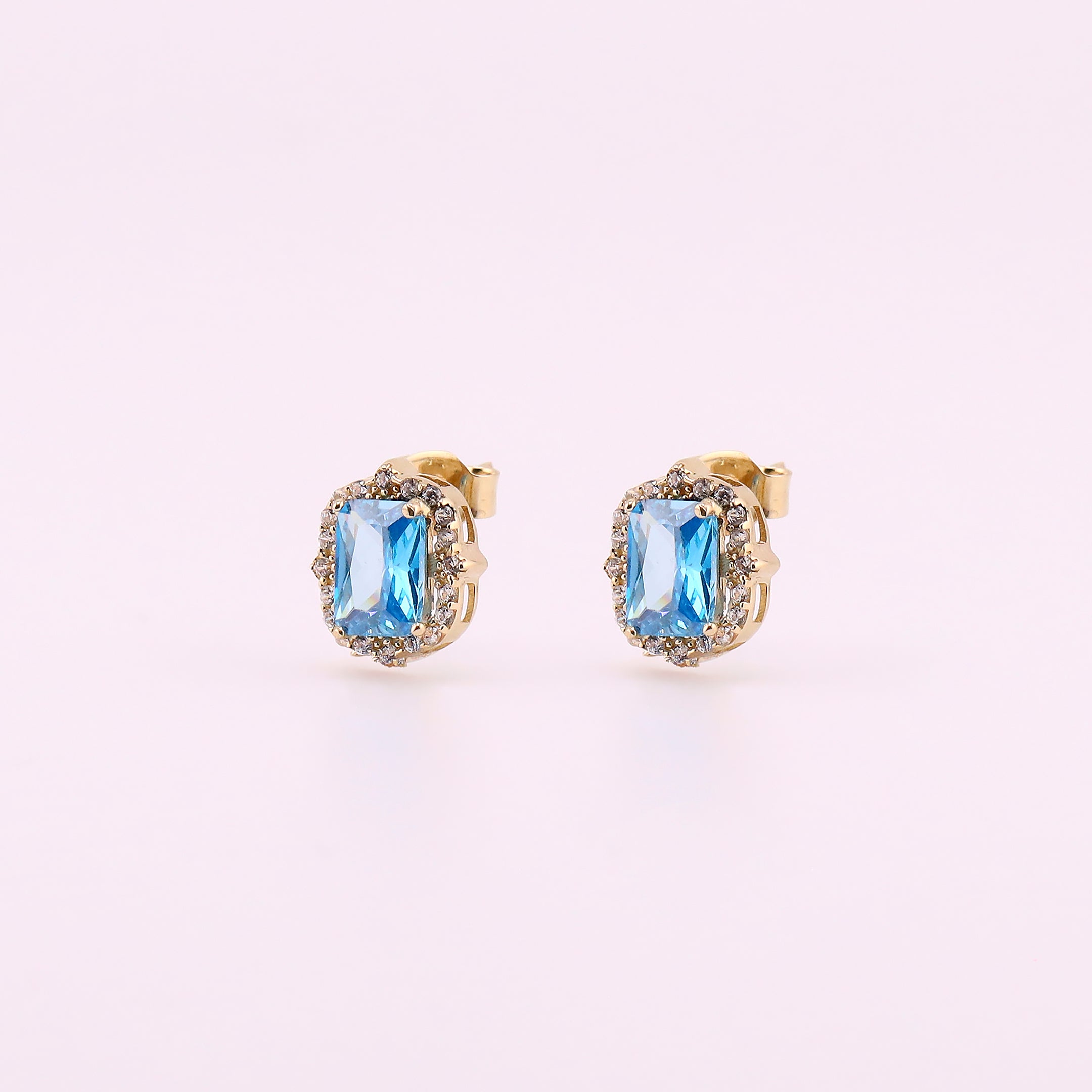 Aretes Piedra Aqua Marina en Oro de 14K