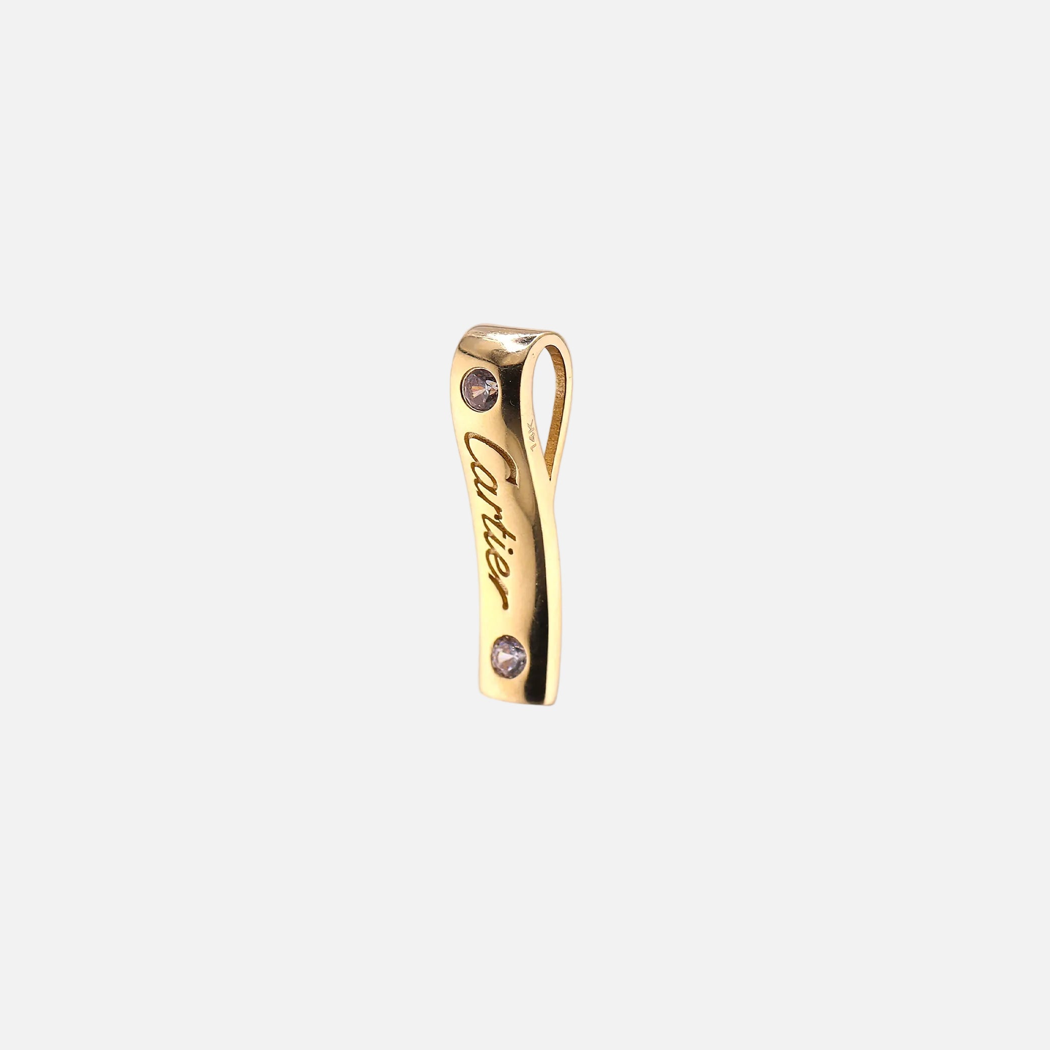 Dije Clásico con Piedra Blanca en Oro de 14K