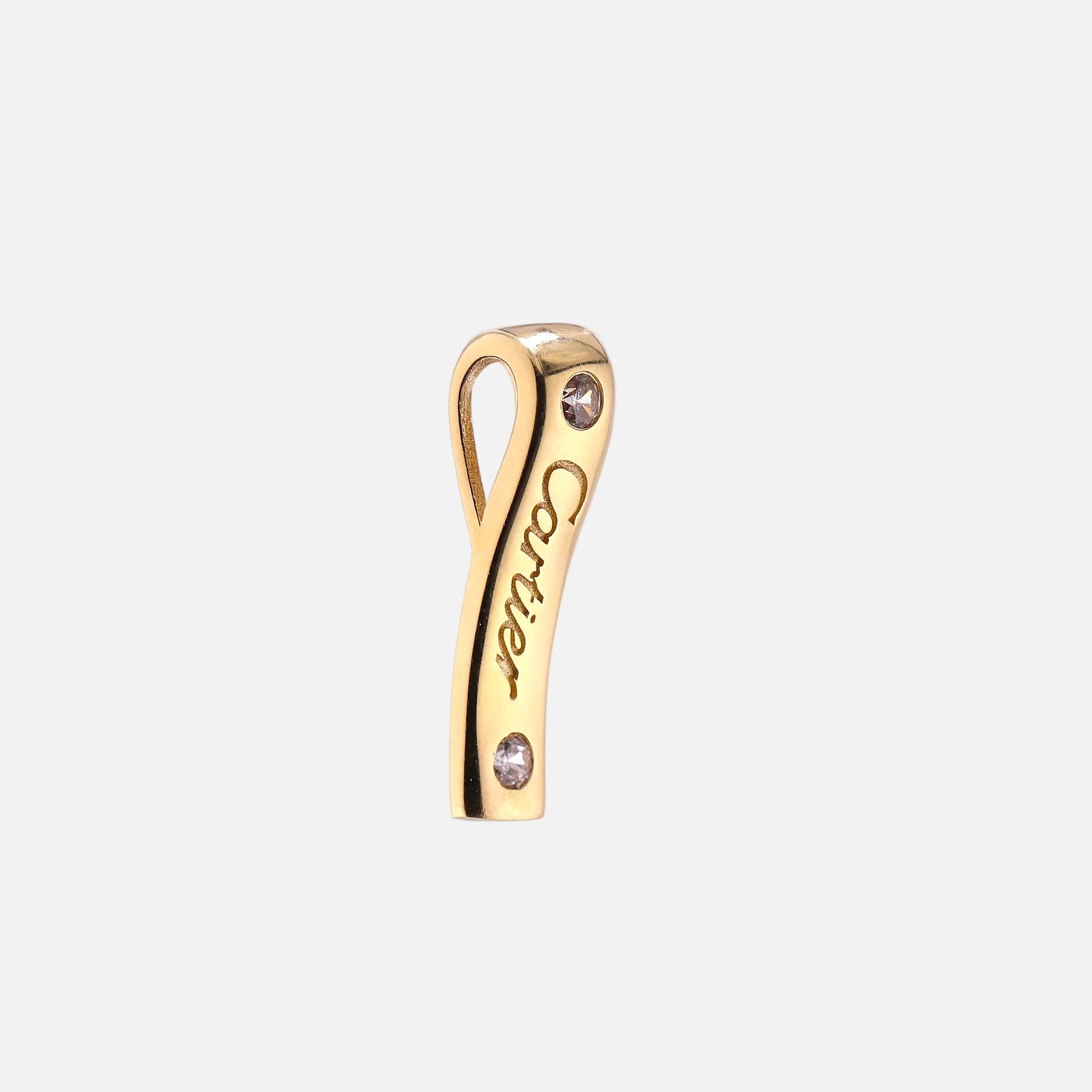 Dije Clásico con Piedra Blanca en Oro de 14K