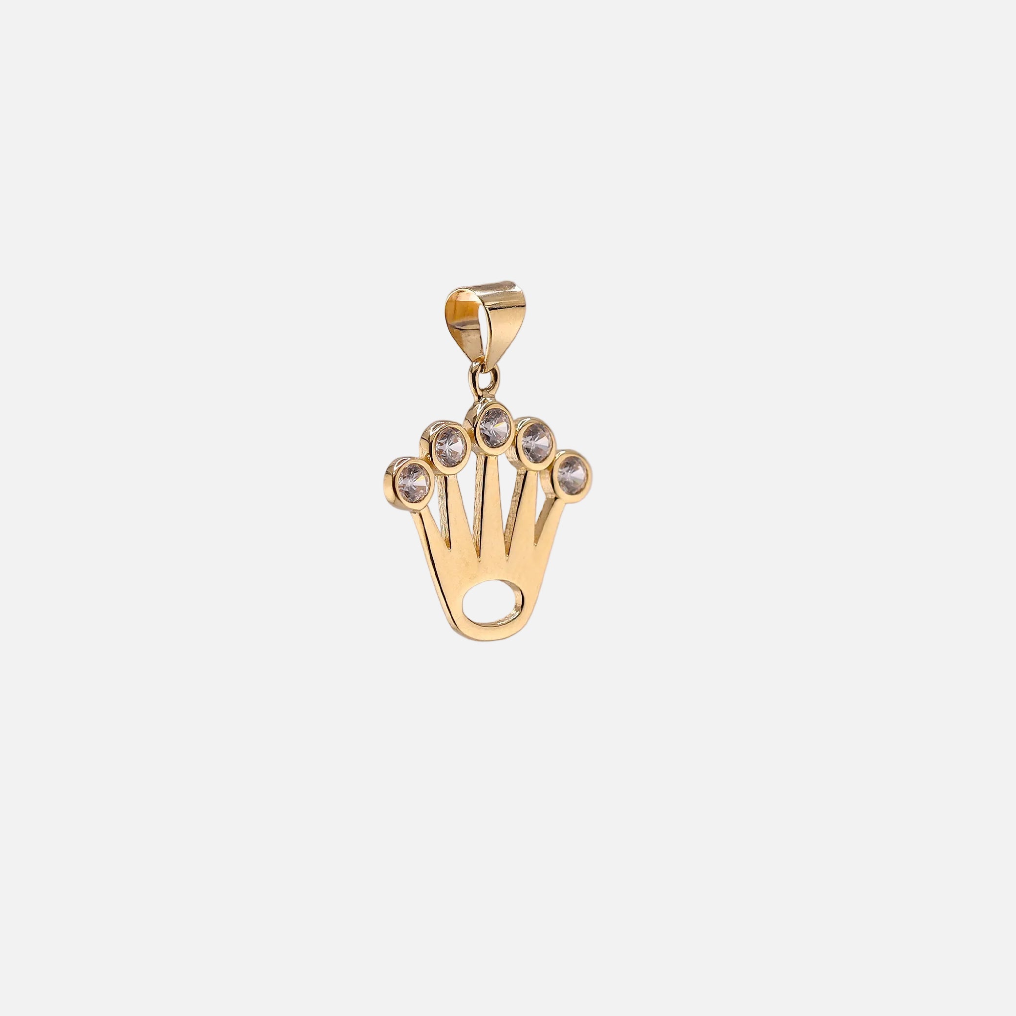 Dije Marca con Piedras Blancas en Oro de 14K