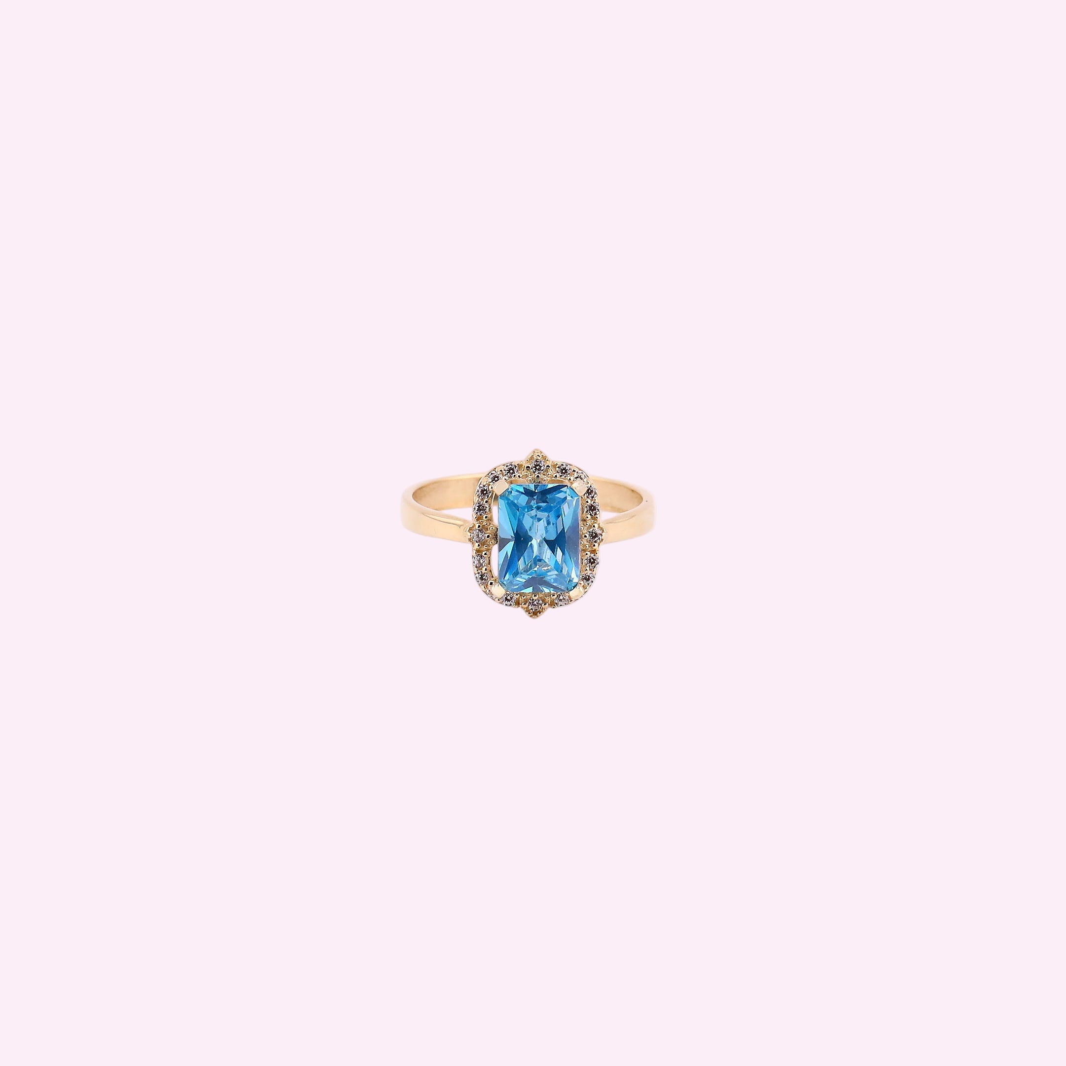 Anillo Aqua Marina en Oro de 14K